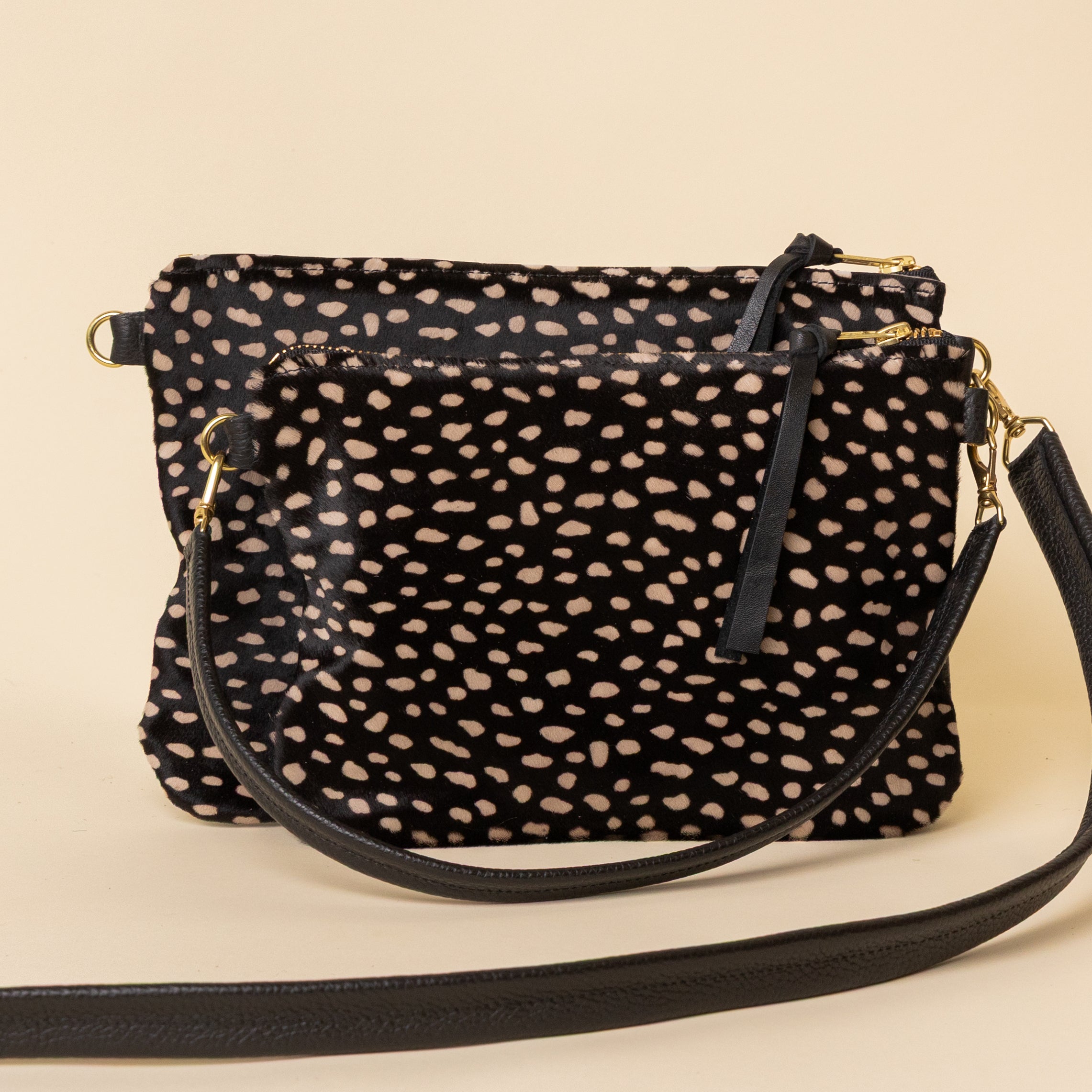 Black/Upcycled Black Speckle Crossbody