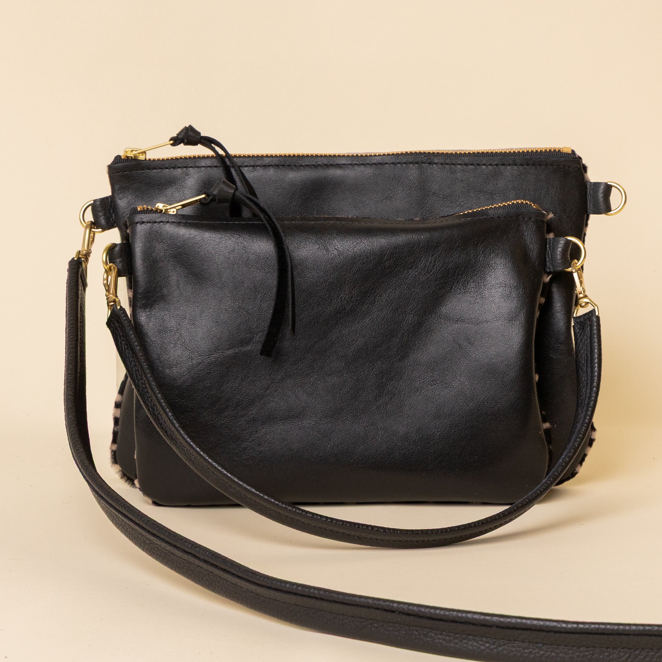 Black/Upcycled Black Speckle Crossbody