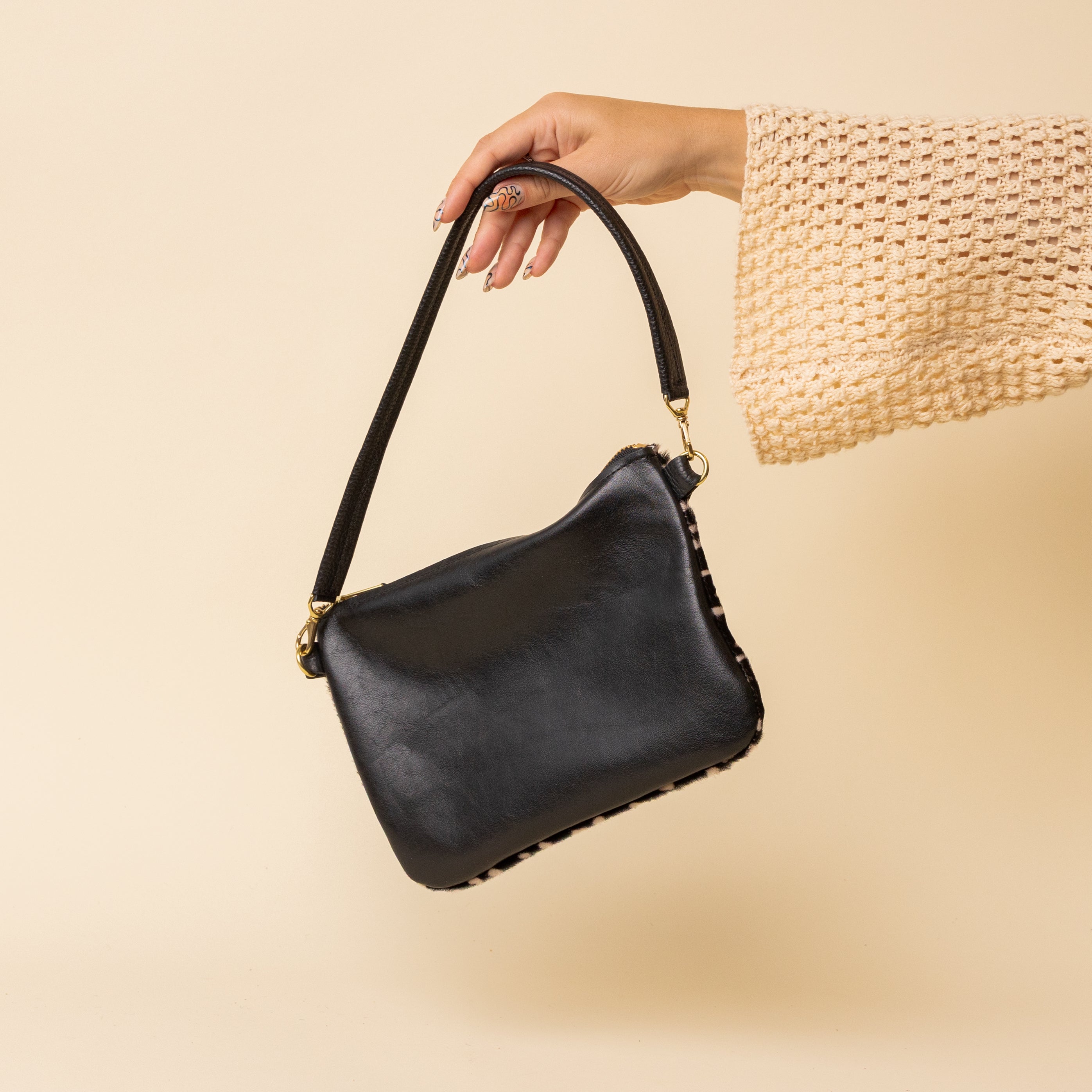 Black/Upcycled Black Speckle Crossbody