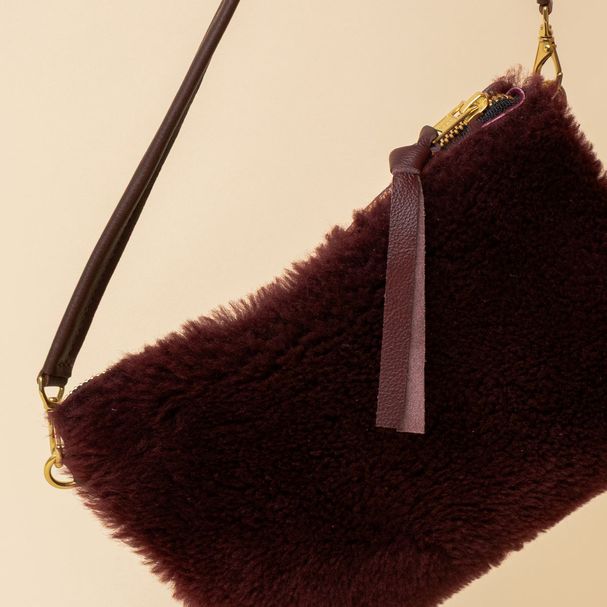 Wine/Maroon Lambswool Crossbody