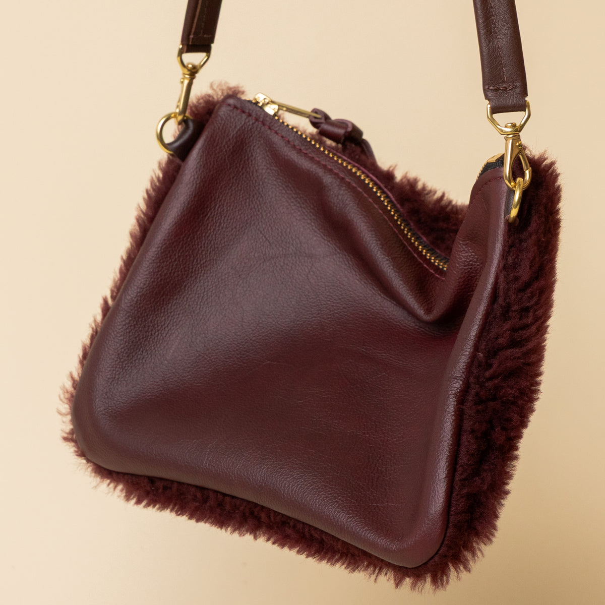 Wine/Maroon Lambswool Crossbody