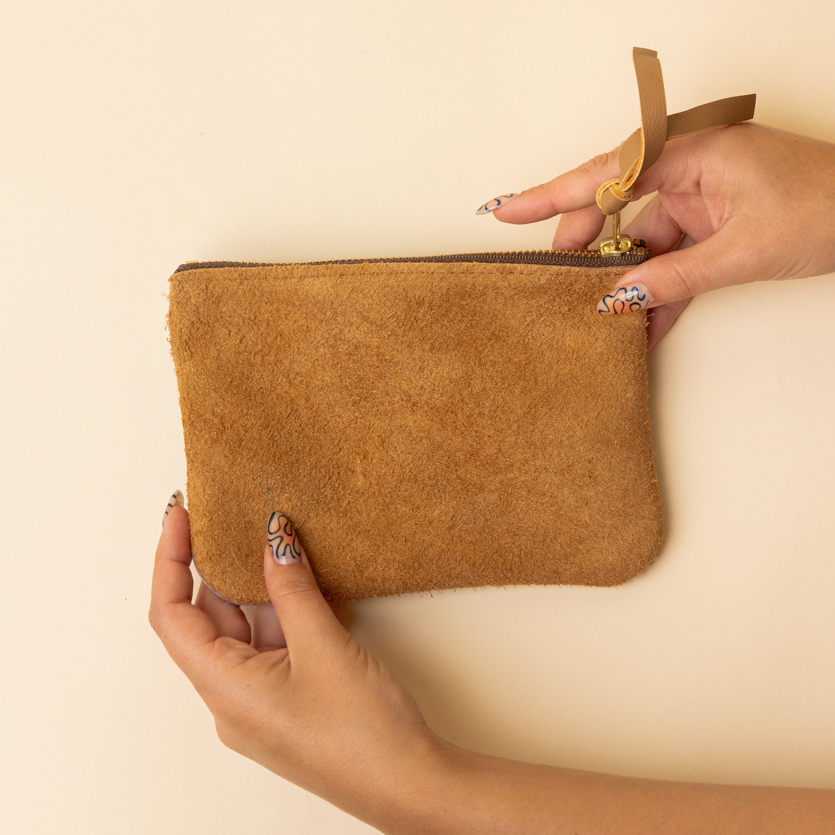 Camel Suede/Pale Blue Essential Pouch