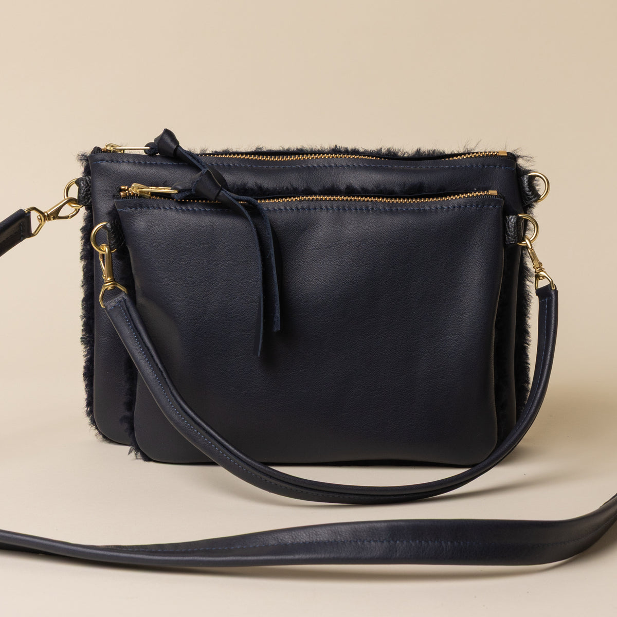 Midnight Navy/Midnight Navy Lambswool Crossbody