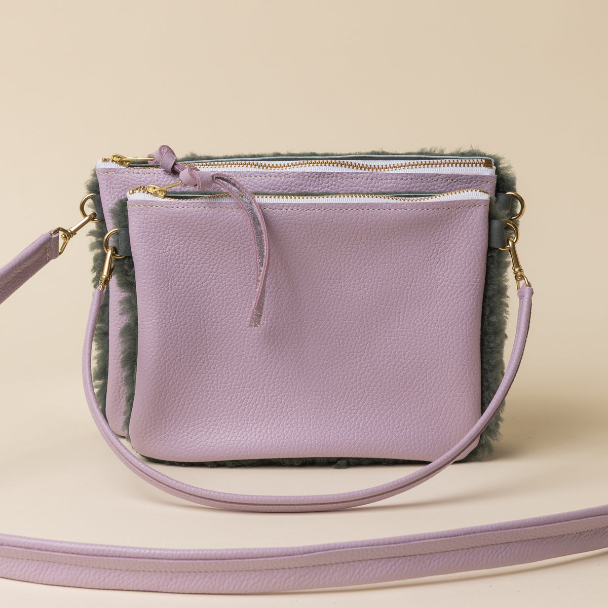 Lilac/Spruce Lambswool Crossbody