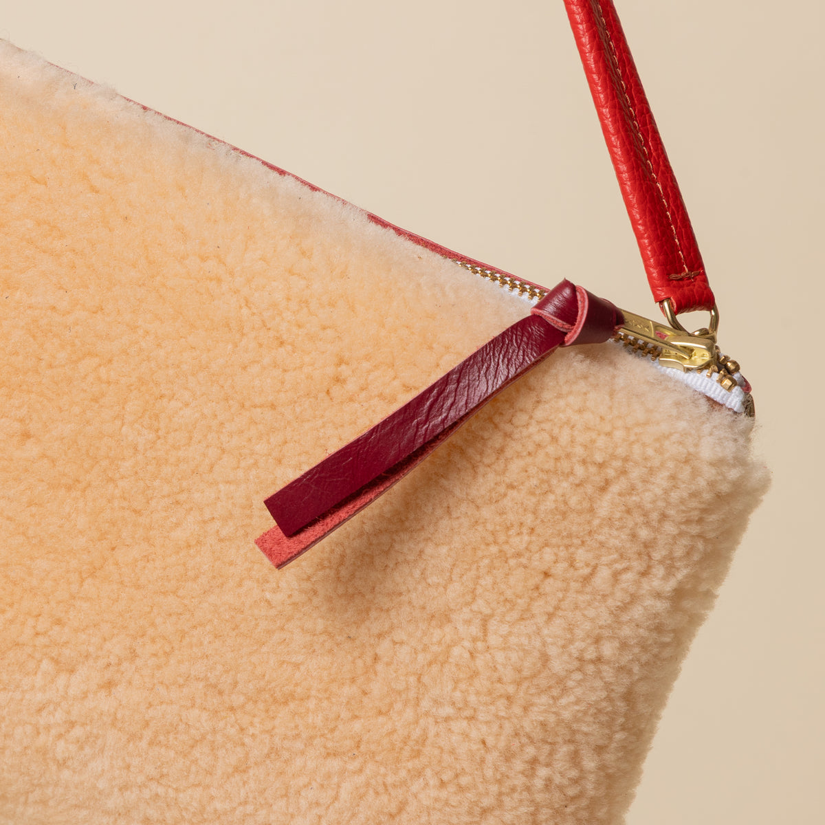 Cranberry/Peach Lambswool Crossbody