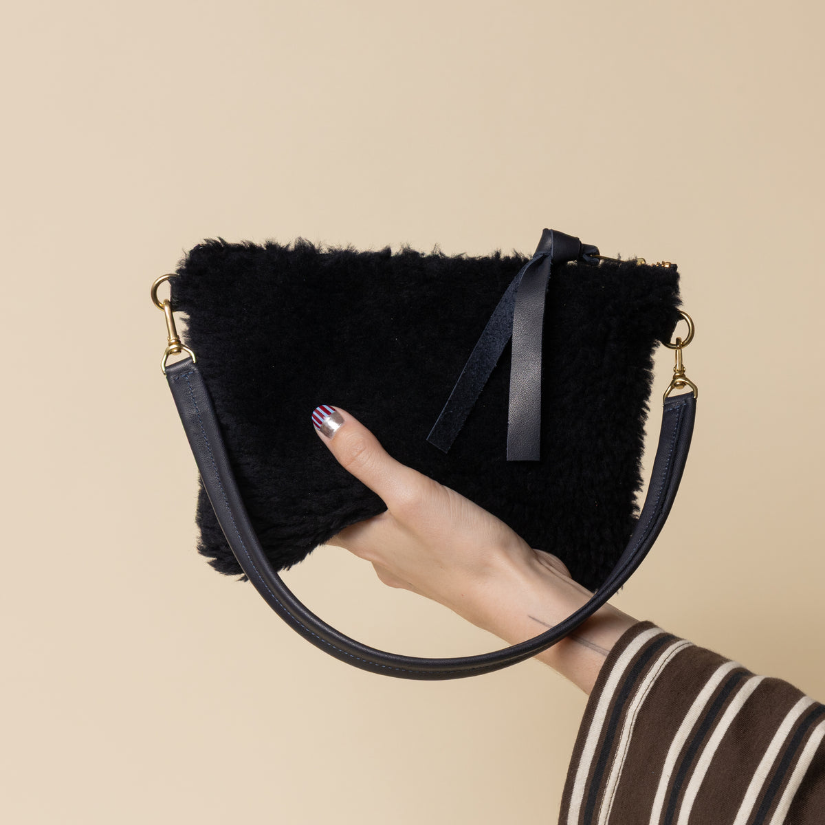 Midnight Navy/Midnight Navy Lambswool Crossbody