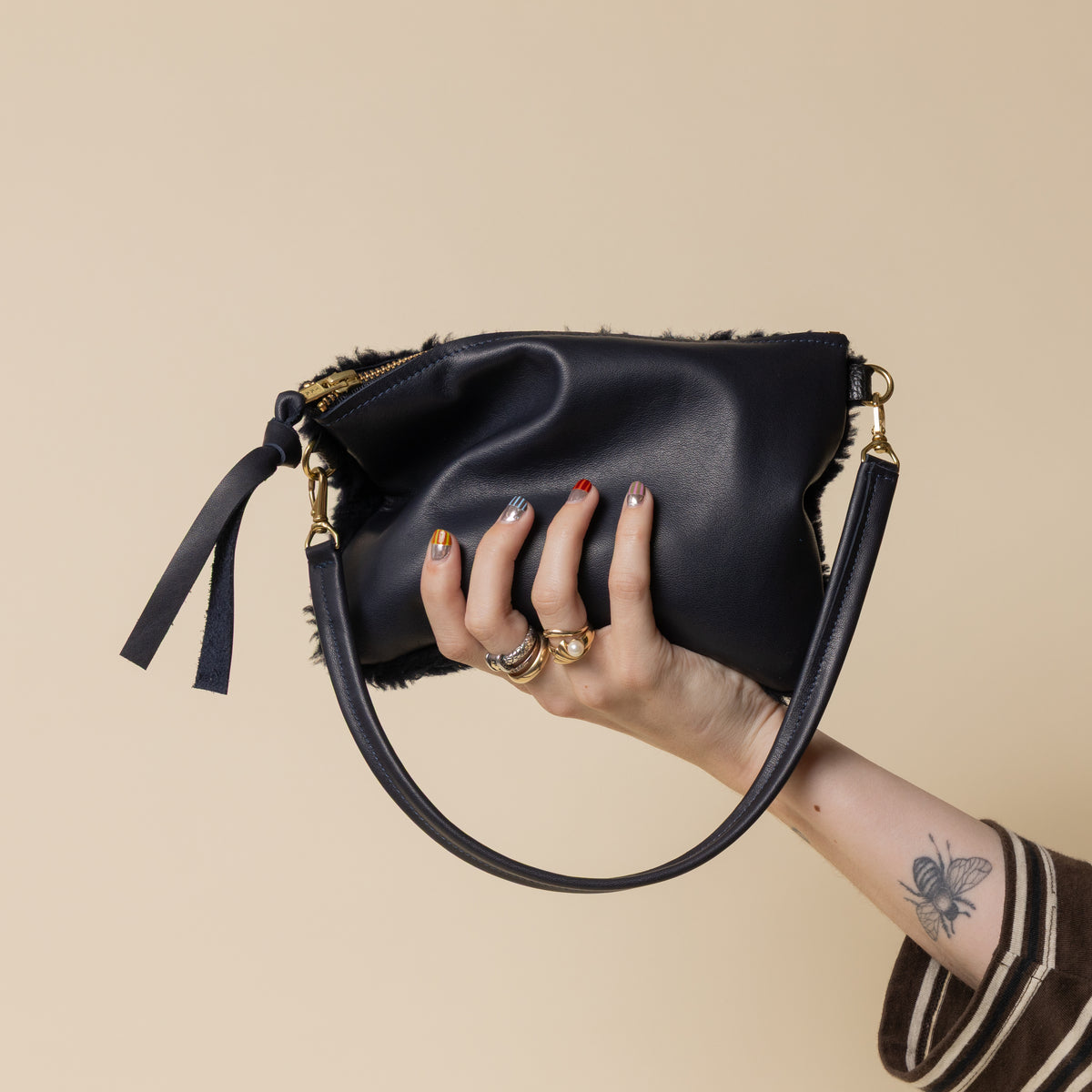 Midnight Navy/Midnight Navy Lambswool Crossbody