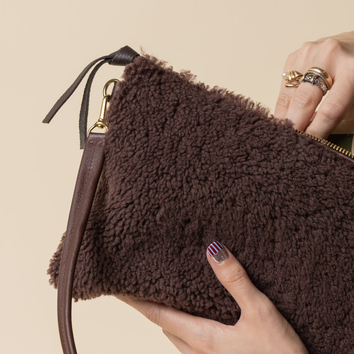 Upcycled Chocolate/Chocolate Lambswool Crossbody