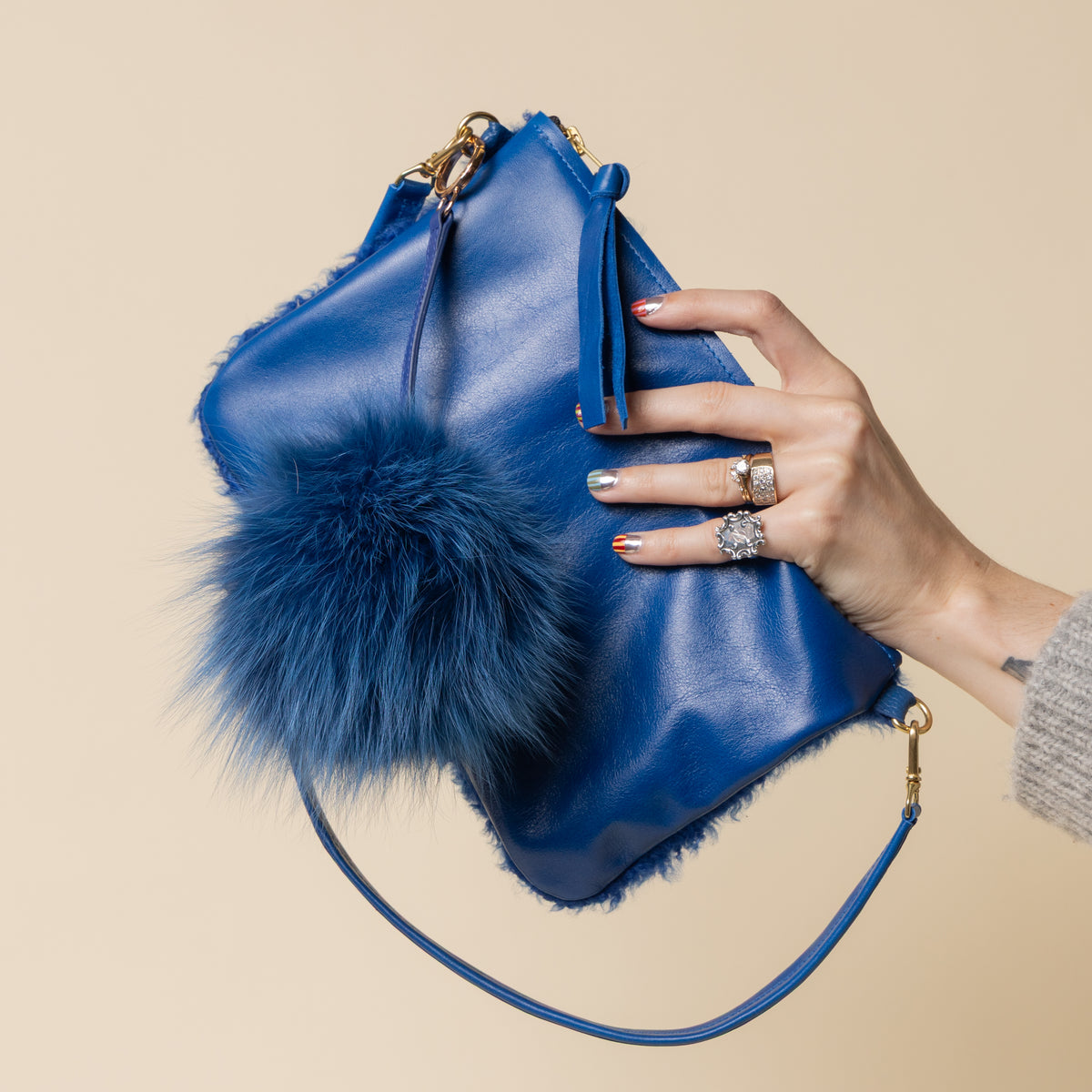 Cerulean/Cobalt Lambswool Crossbody