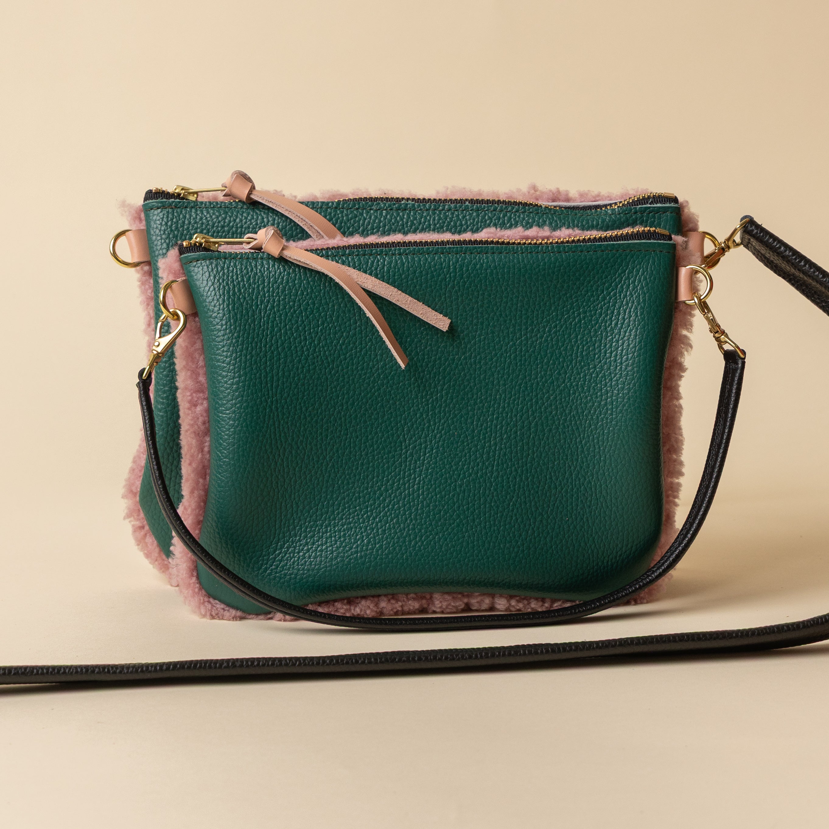 Malachite/Pink Lambswool Crossbody