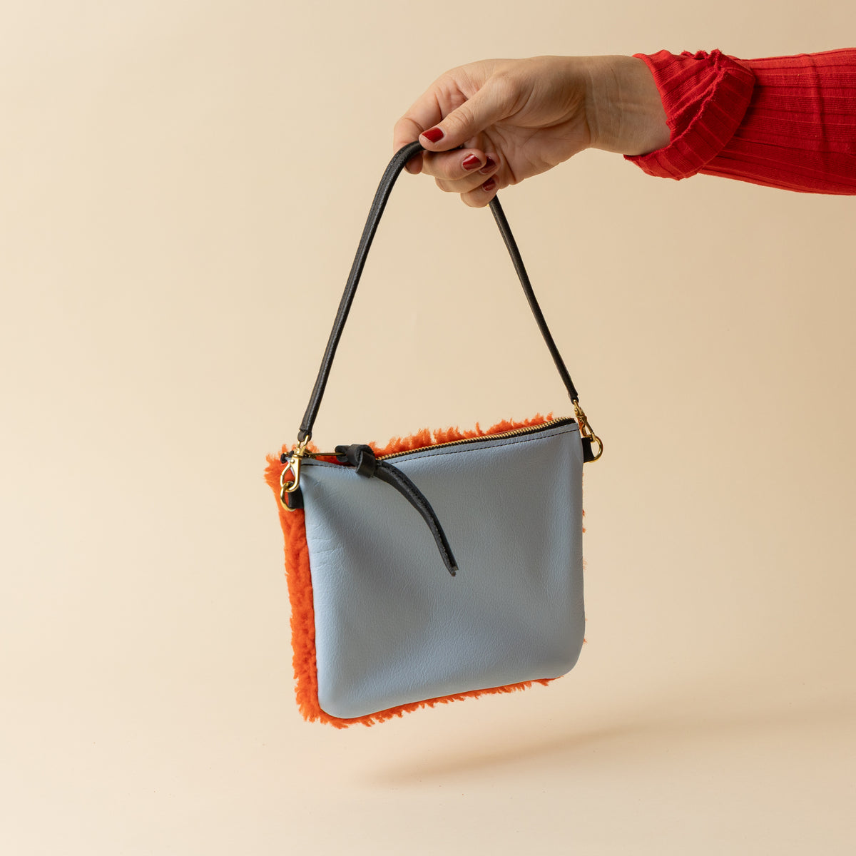 Pale Blue/Monarch Lambswool Crossbody