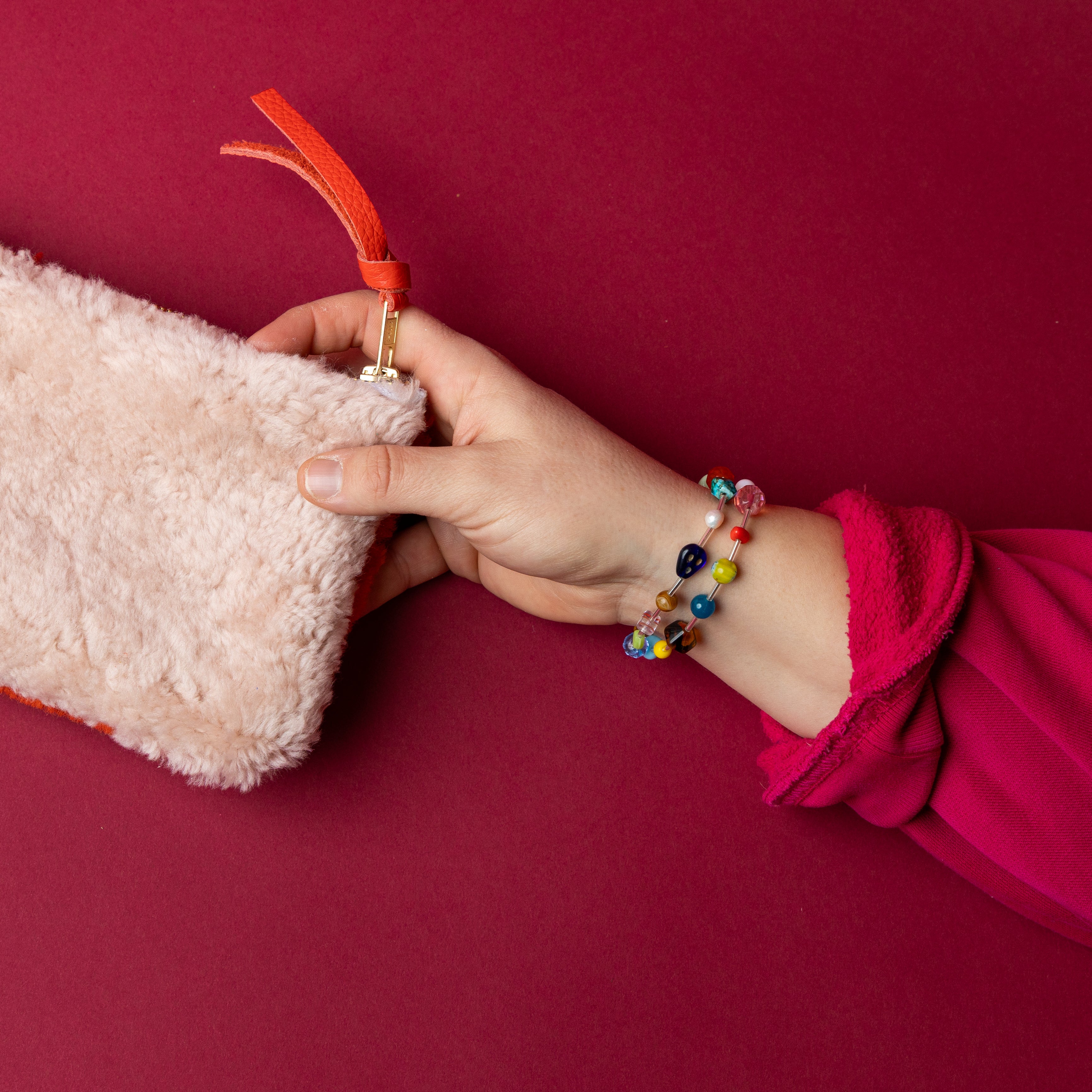 Monarch/Pale Pink Lambswool Essential Pouch