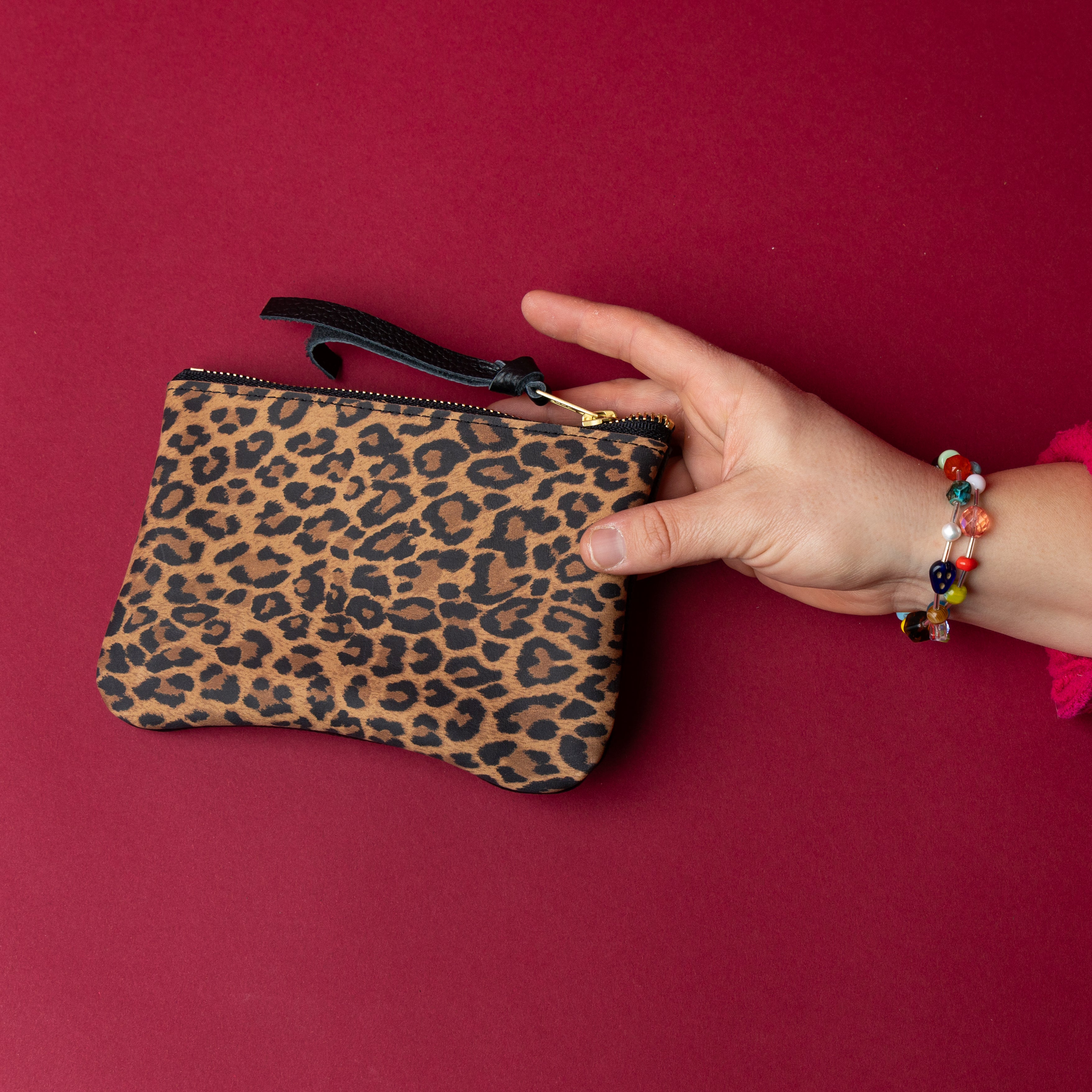 Upcycled Leopard/Black Forest Essential Pouch