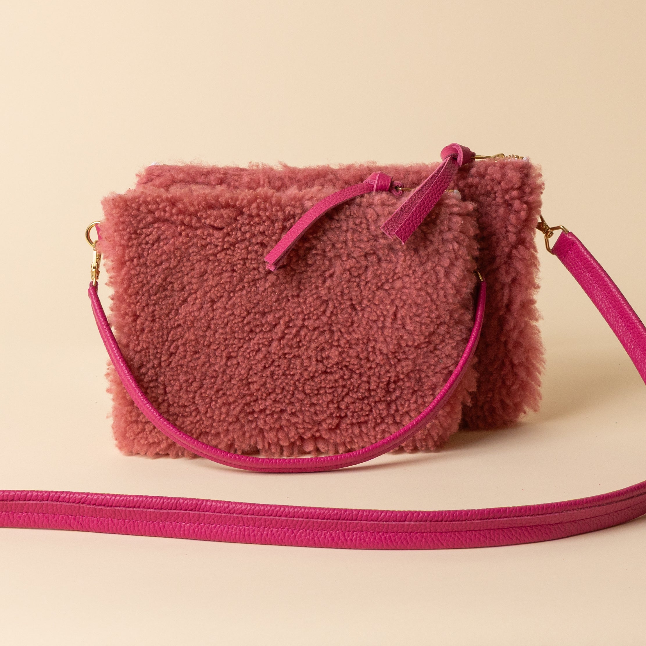 Persimmon/Watermelon Lambswool Crossbody