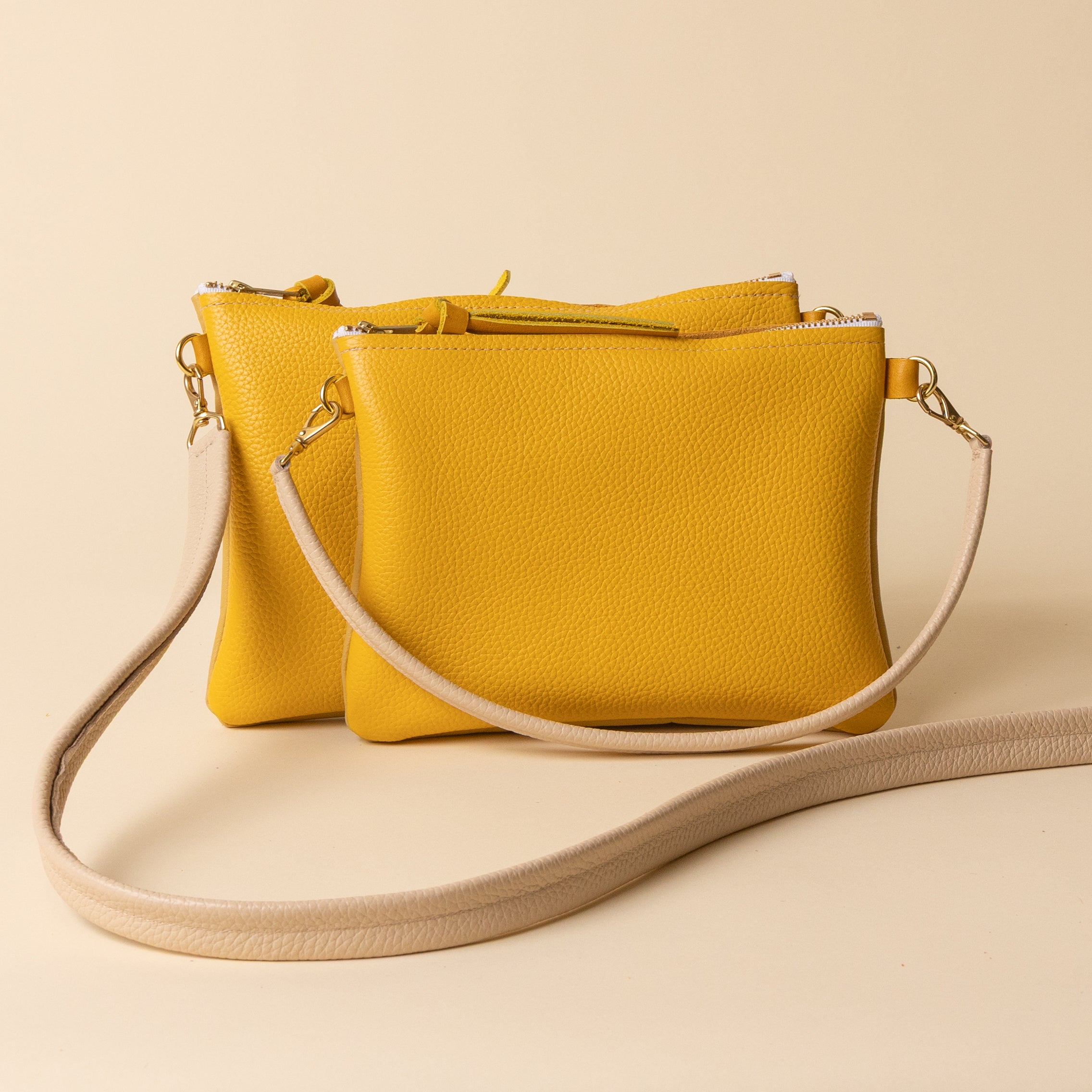 Pale Yellow/Canary Pebble Grain Crossbody