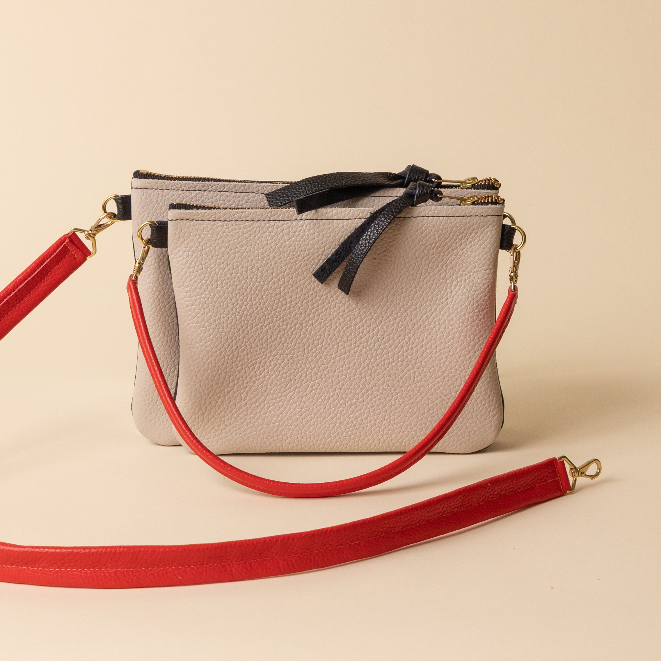 Black Pebble Grain/Cream Pebble Grain Crossbody