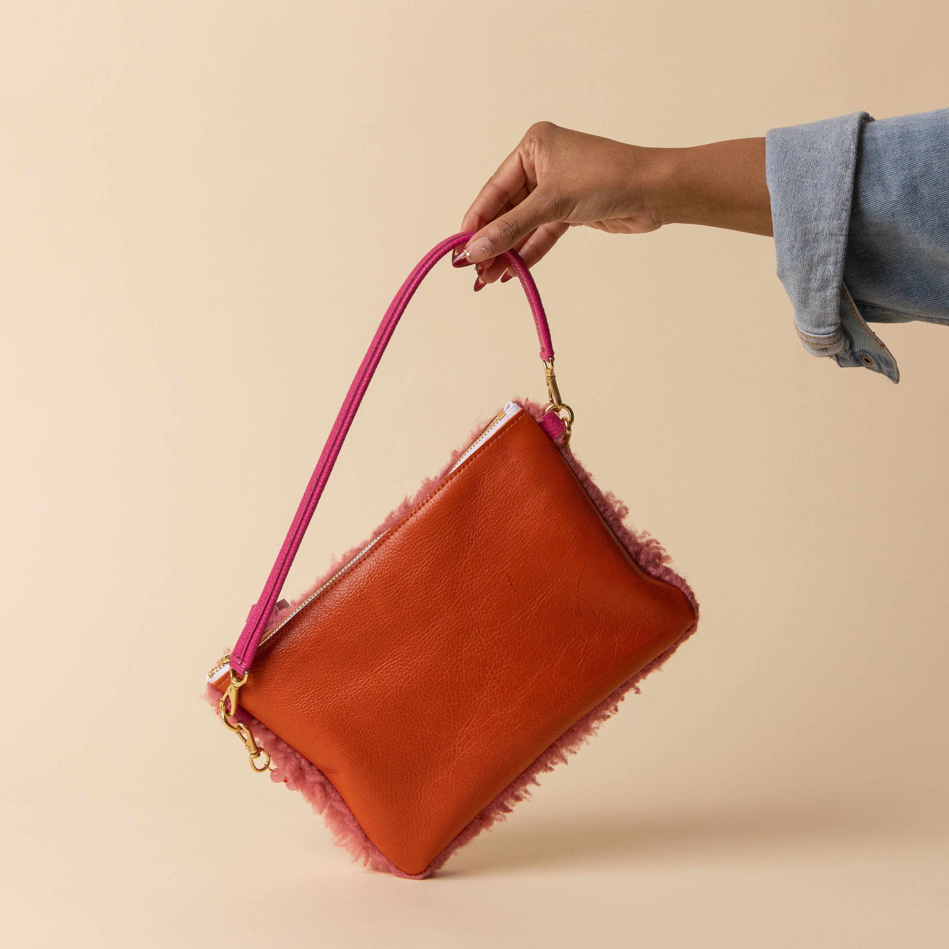 Persimmon/Watermelon Lambswool Crossbody