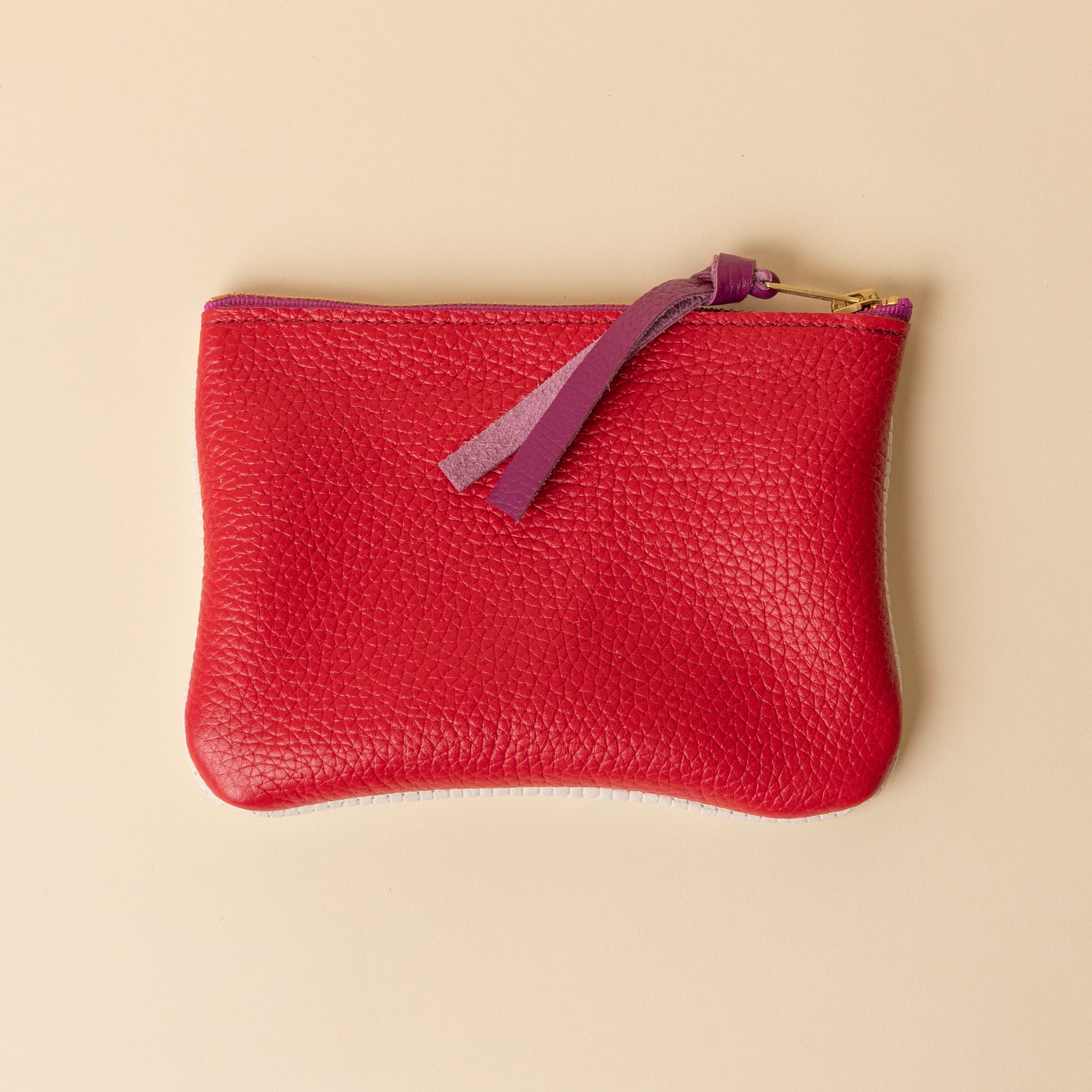 Red/Upcycled White Basketweave Essential Pouch