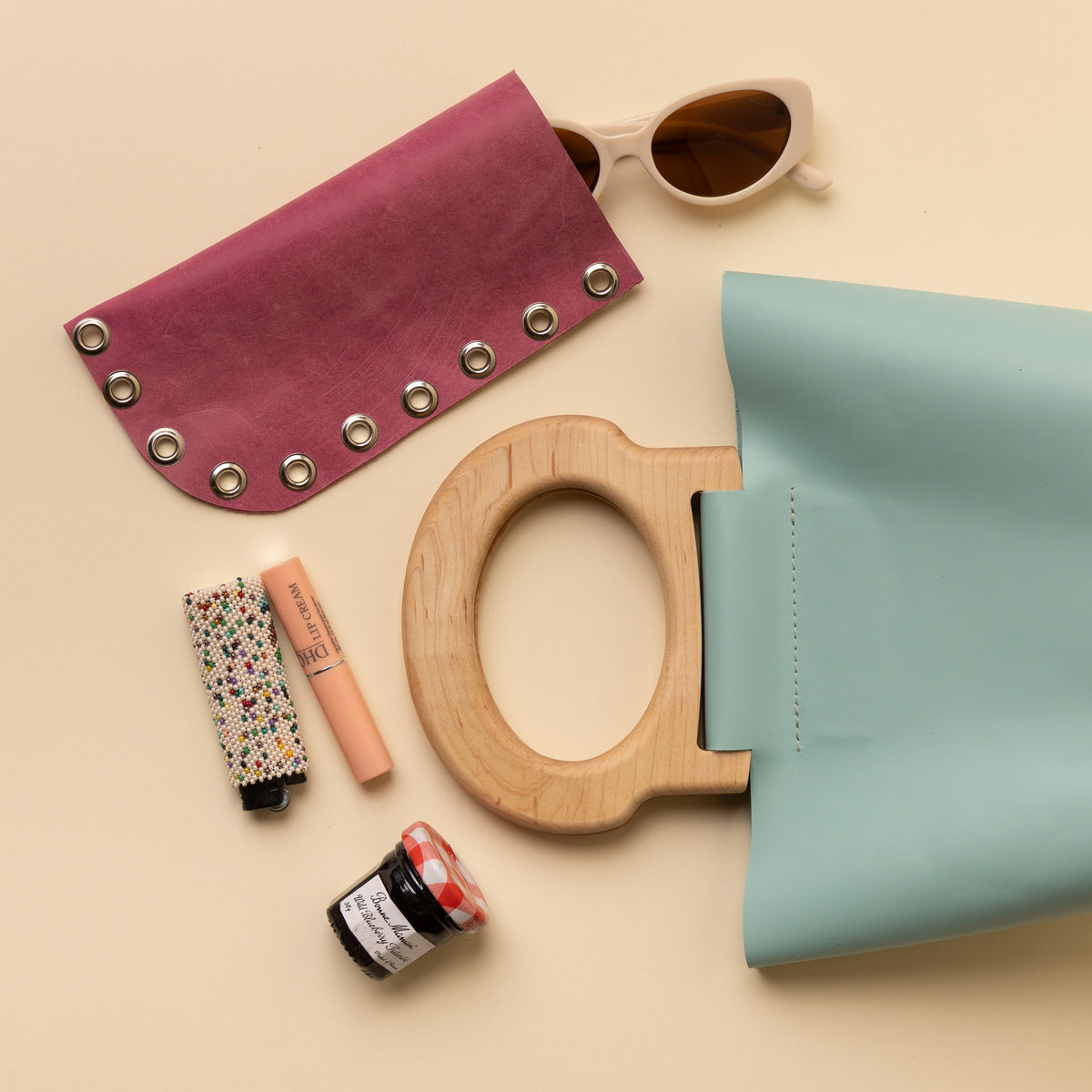 Robin's Egg/White Maple Mini Picnic Tote