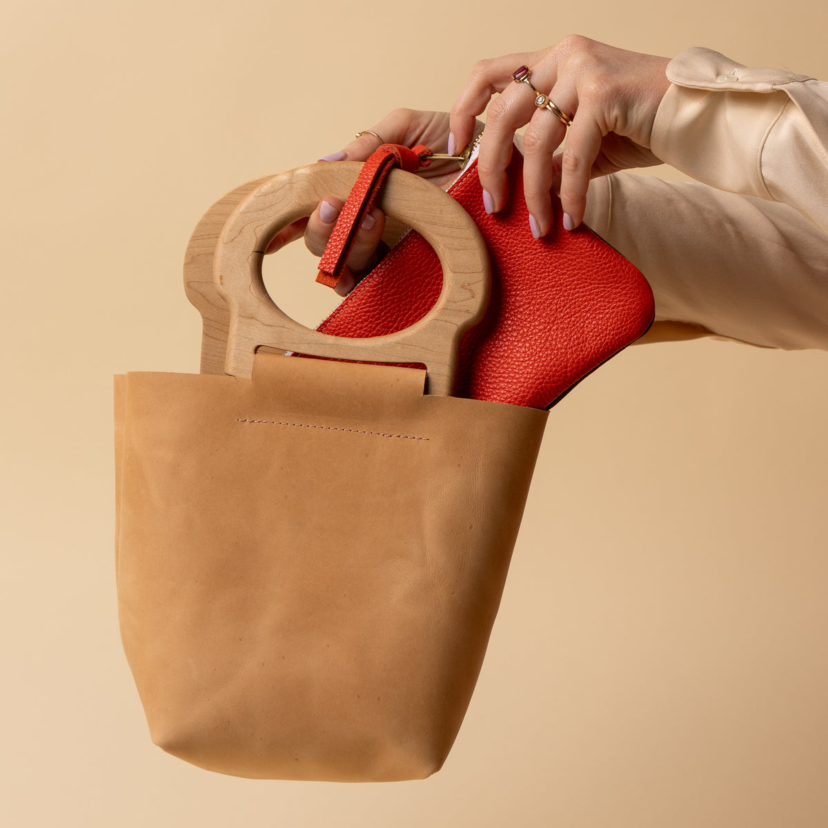 Biscotti/White Maple Mini Picnic Tote