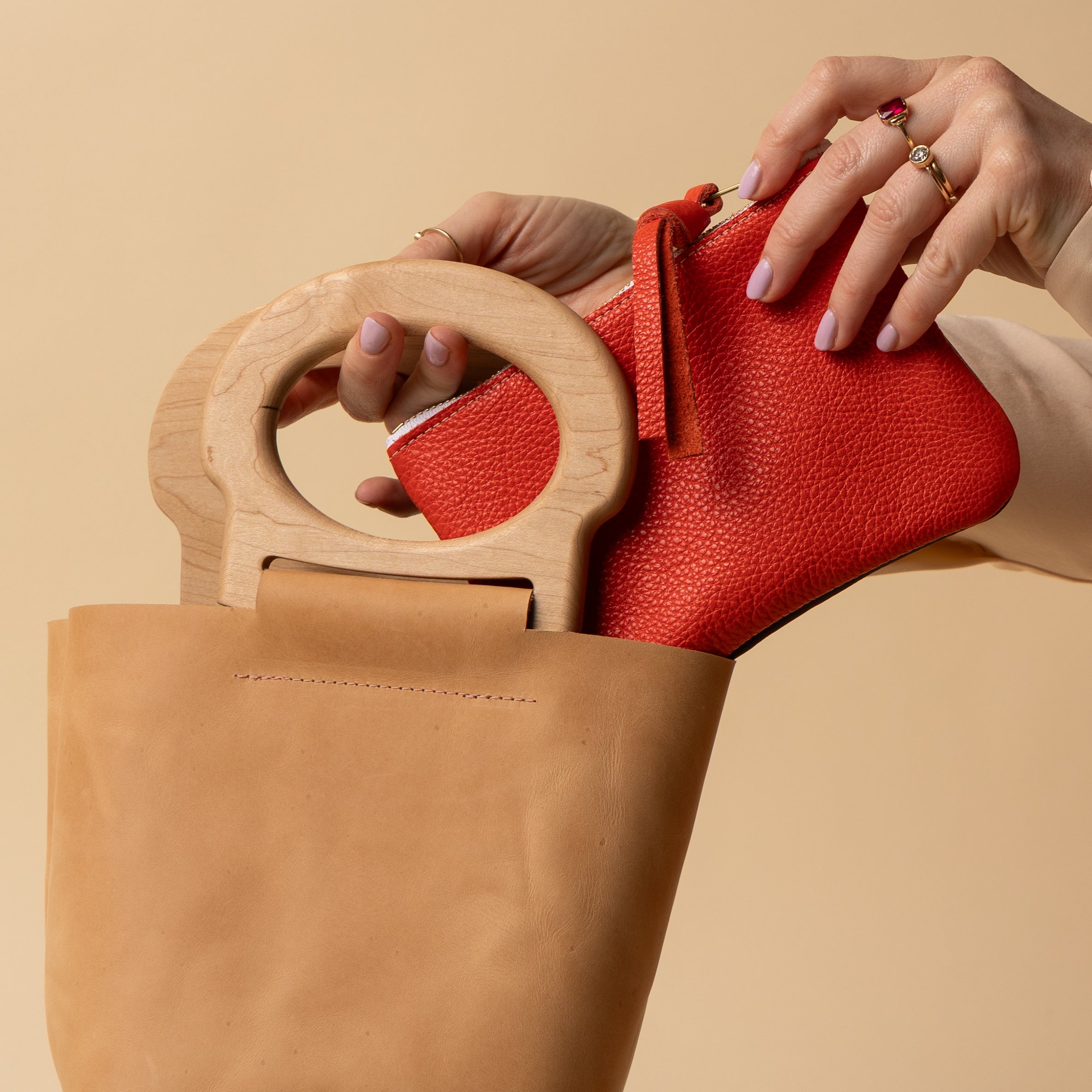 Biscotti/White Maple Mini Picnic Tote