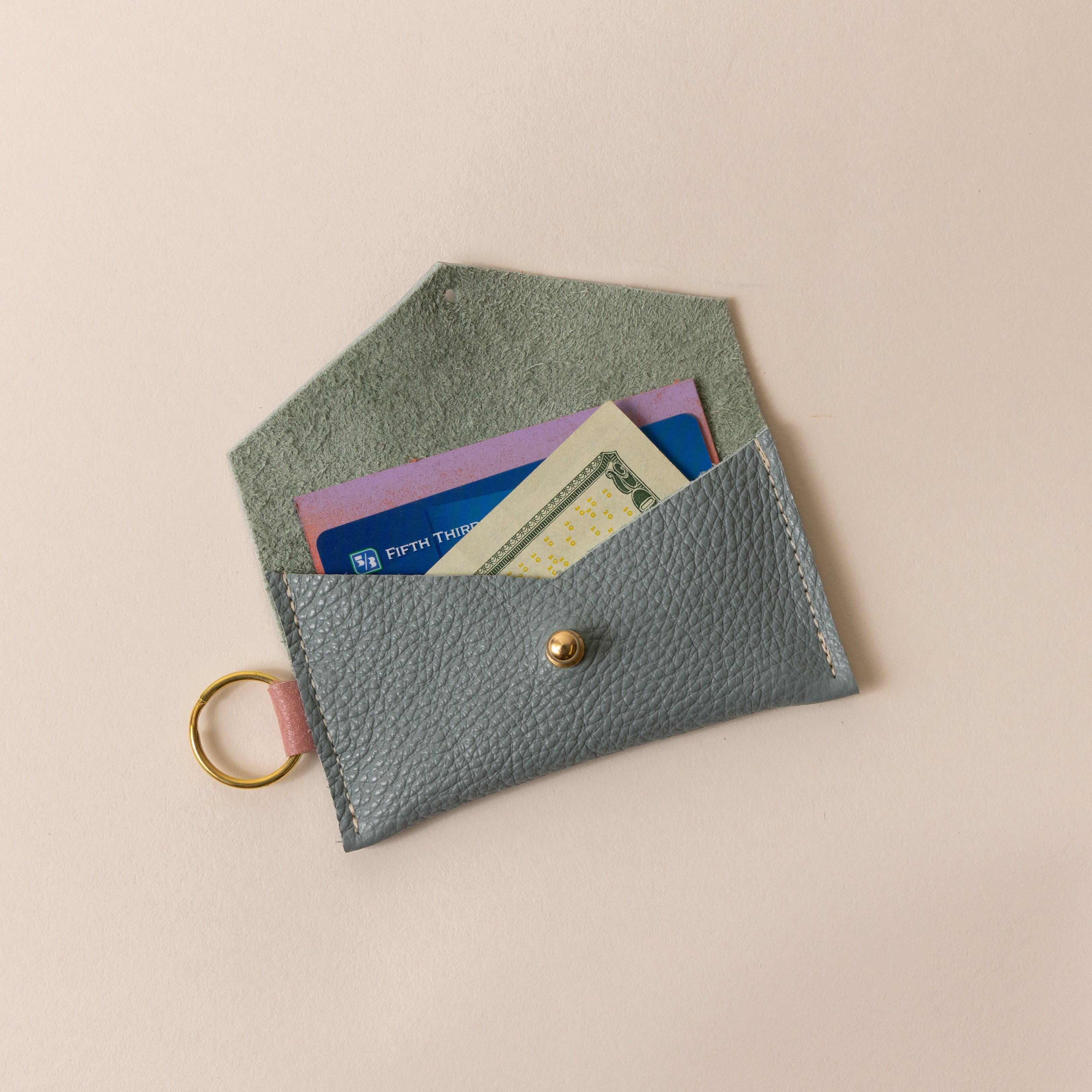 Sea Salt/ Pale Pink Caro Cardholder