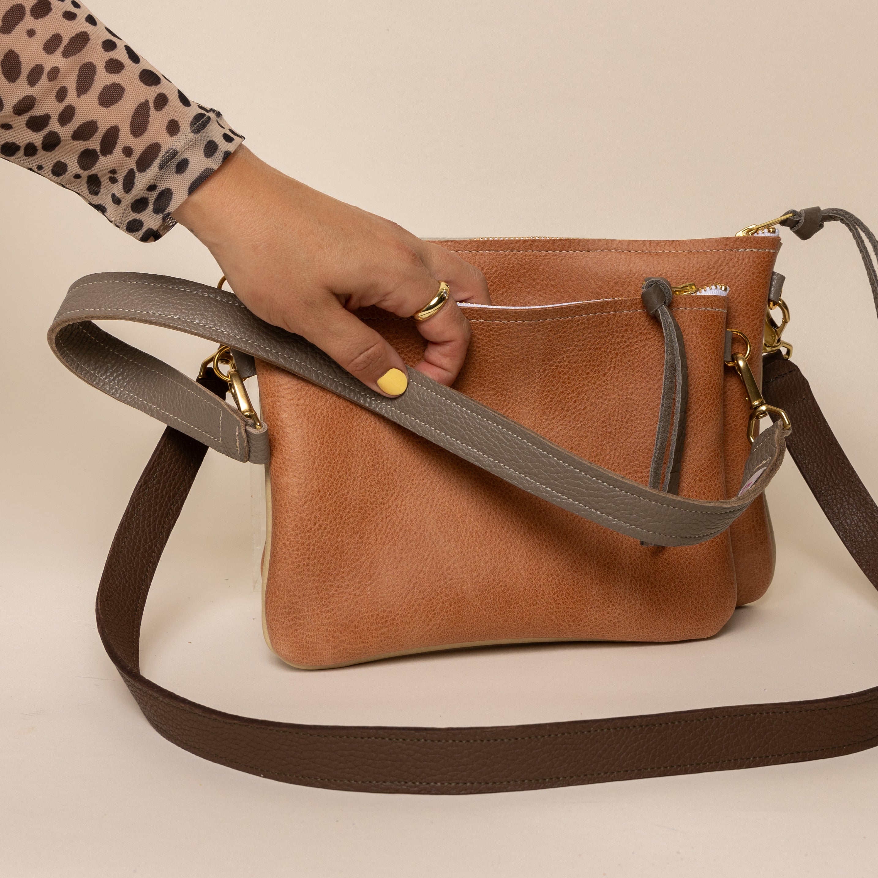 Cream/ Lush Camel Crossbody