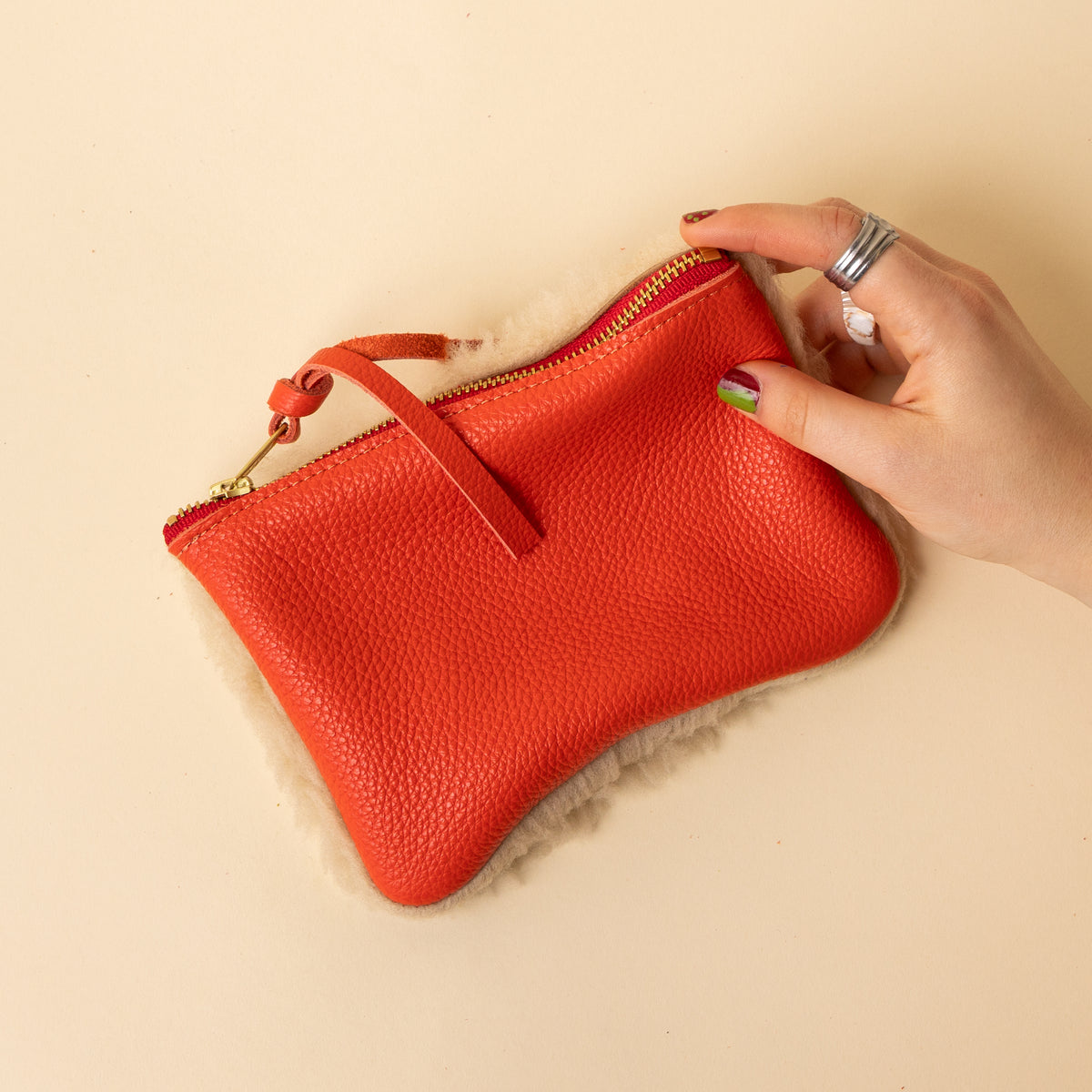 Rorange/Off White Lambswool Essential Pouch
