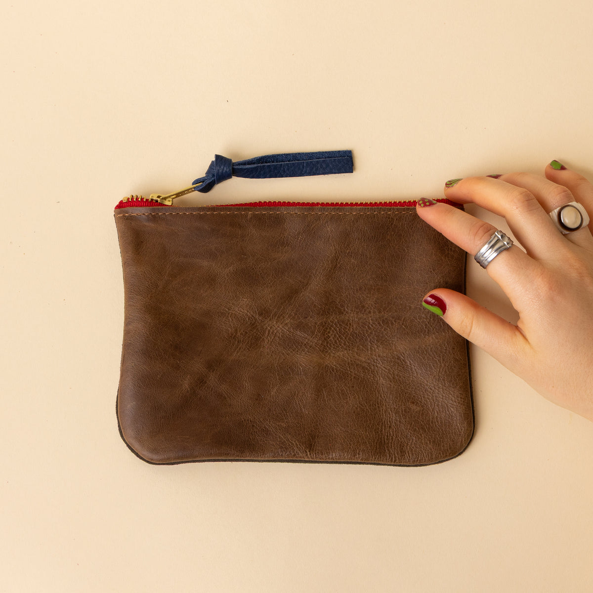 Upcycled Brown/Grey Suede Essential Pouch