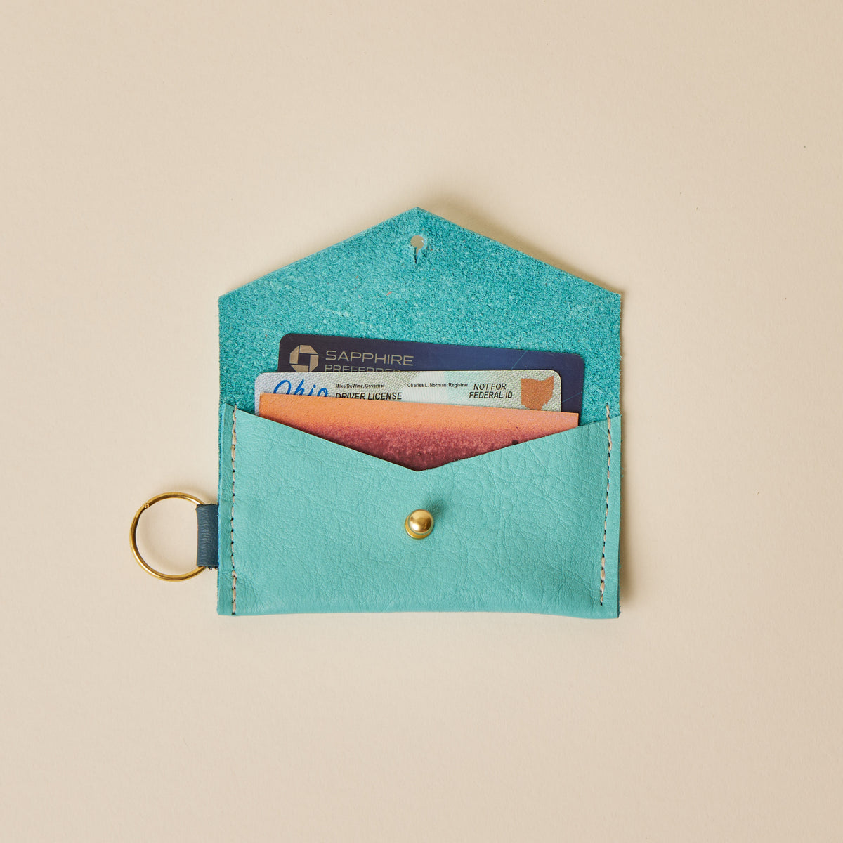 Aqua/Navy Caro Cardholder