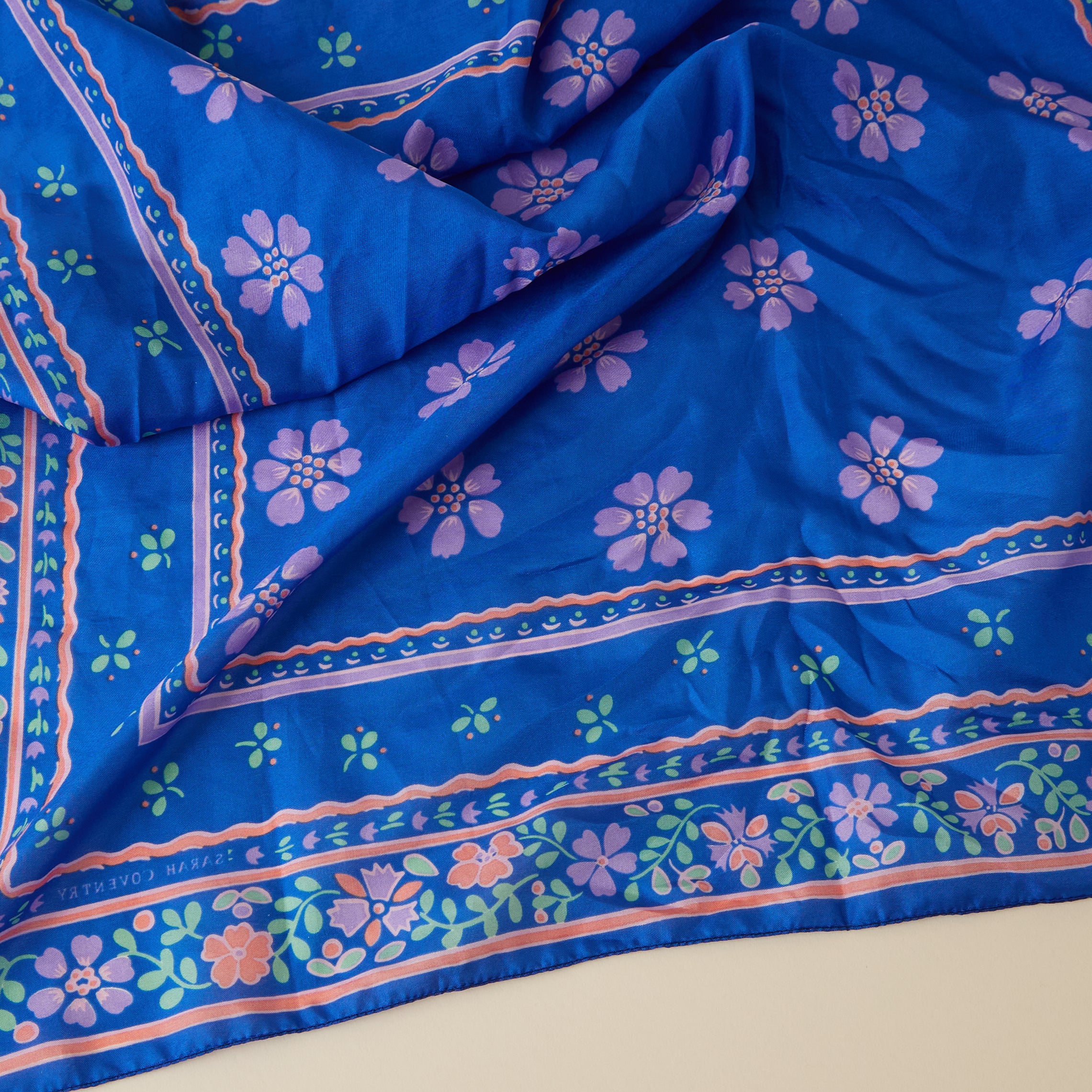 Cobalt Floral Vintage Scarf