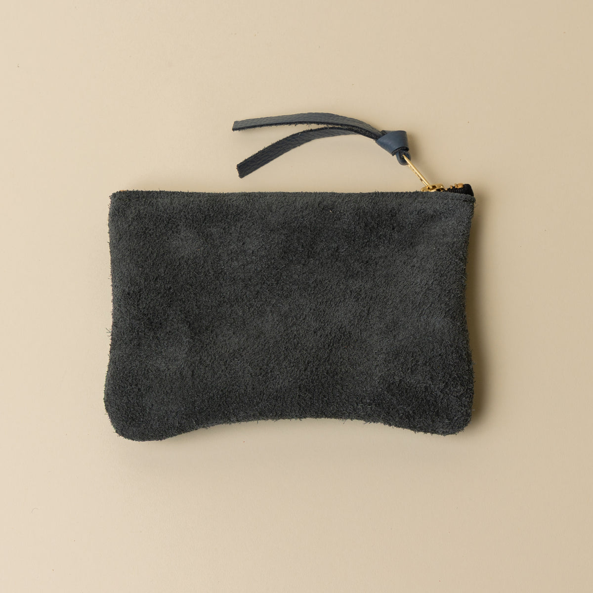 Malachite/Upcycled Dusty Blue Suede Essential Pouch
