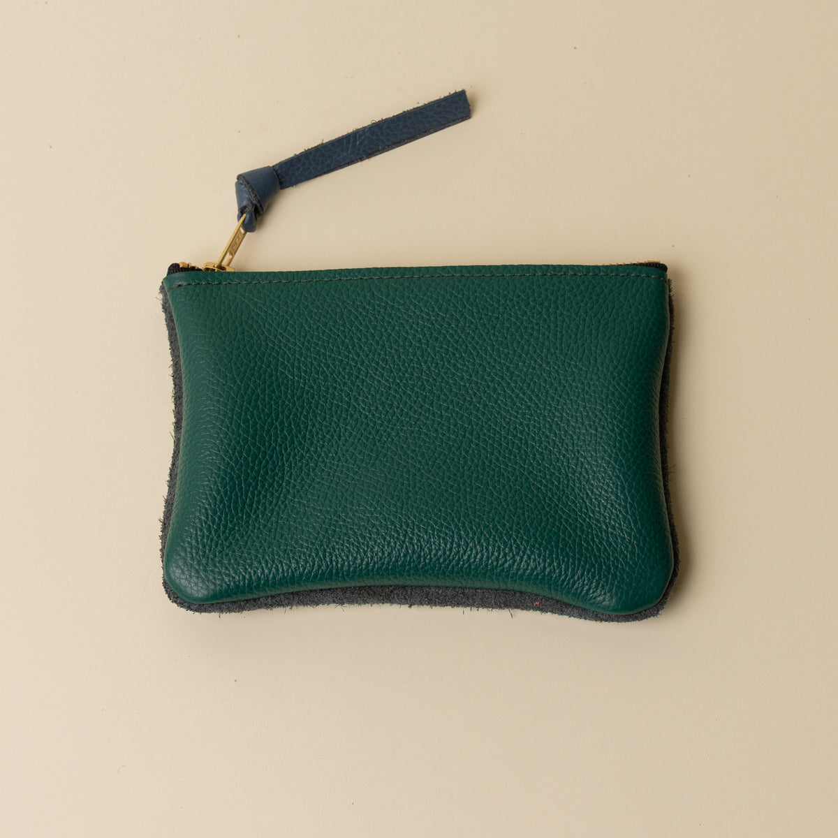 Malachite/Upcycled Dusty Blue Suede Essential Pouch