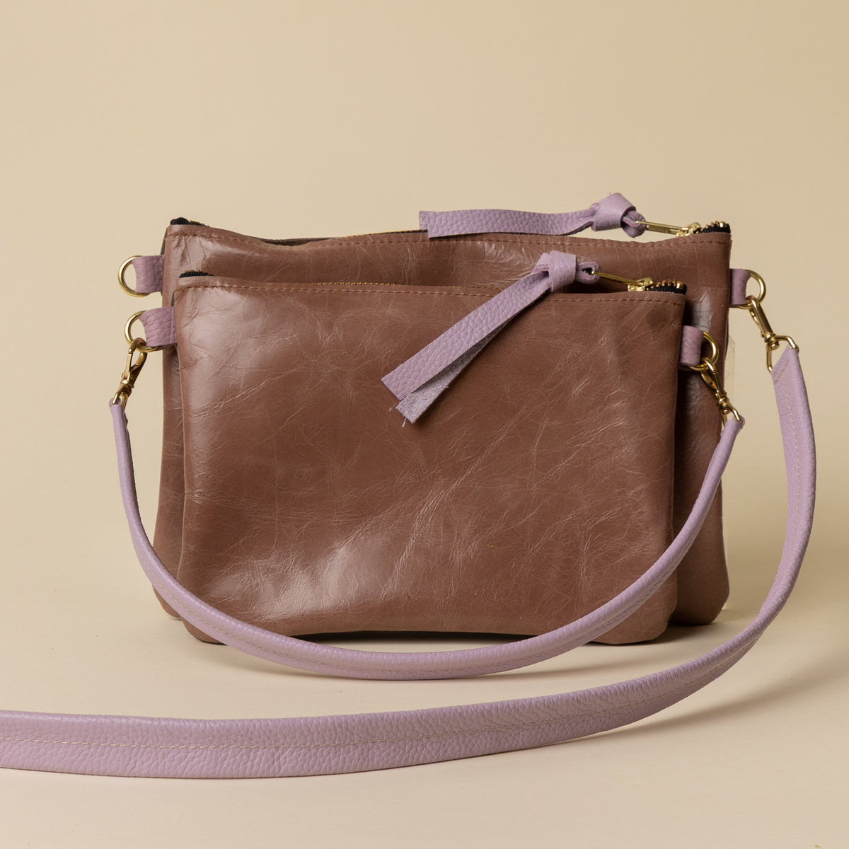 Lavender Champagne/Upcycled Coffee Crossbody