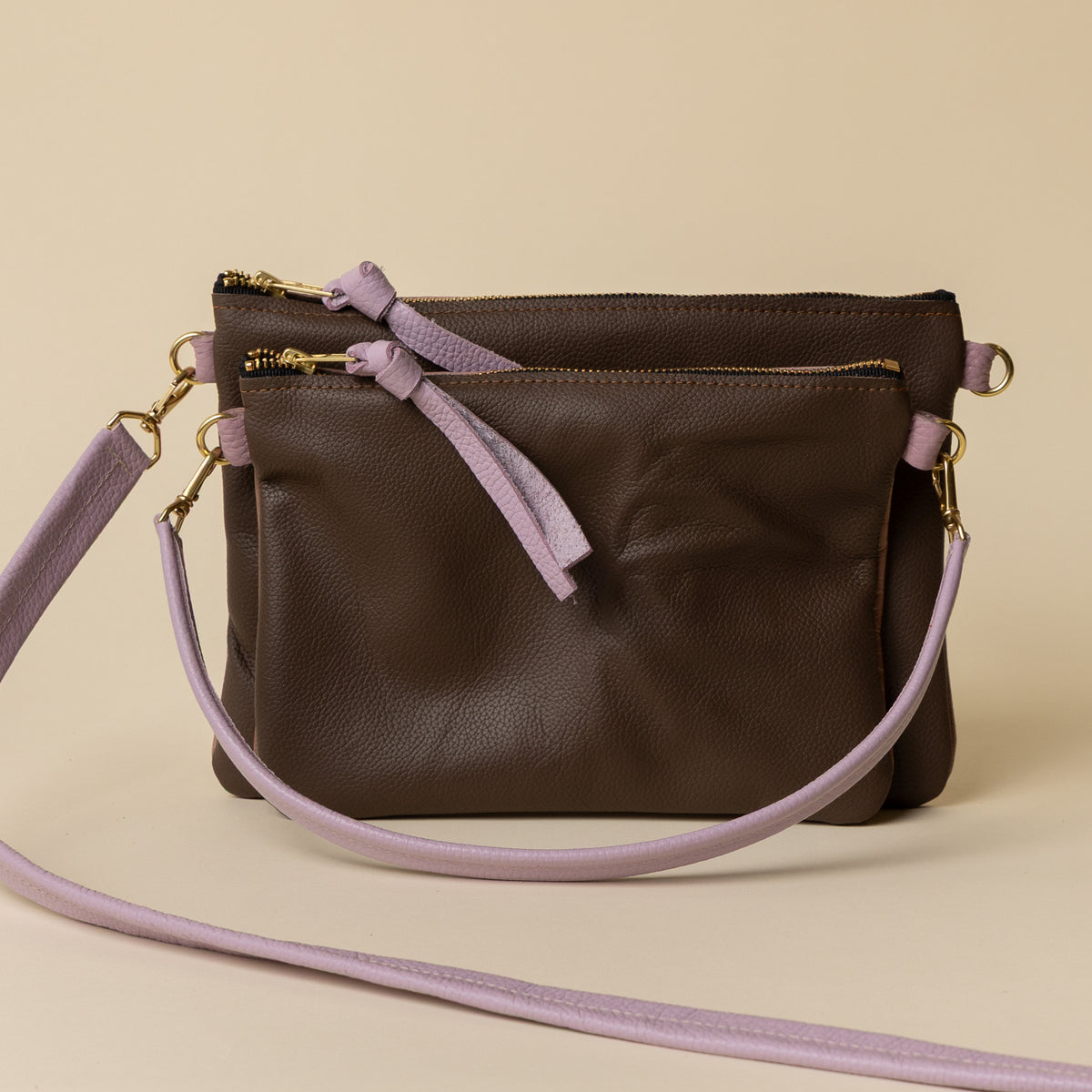 Lavender Champagne/Upcycled Coffee Crossbody