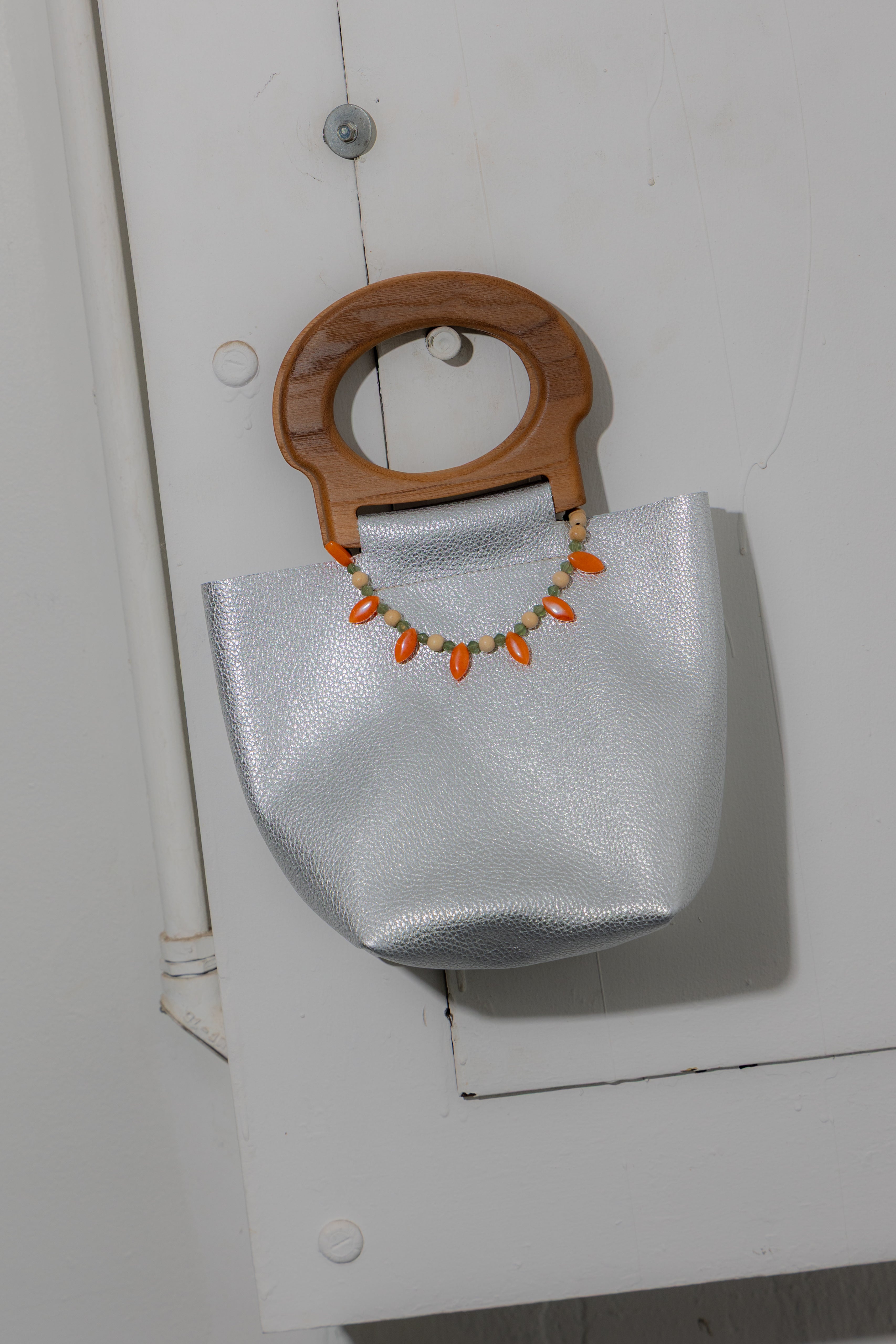 Metallic Silver/Walnut Mini Picnic Tote