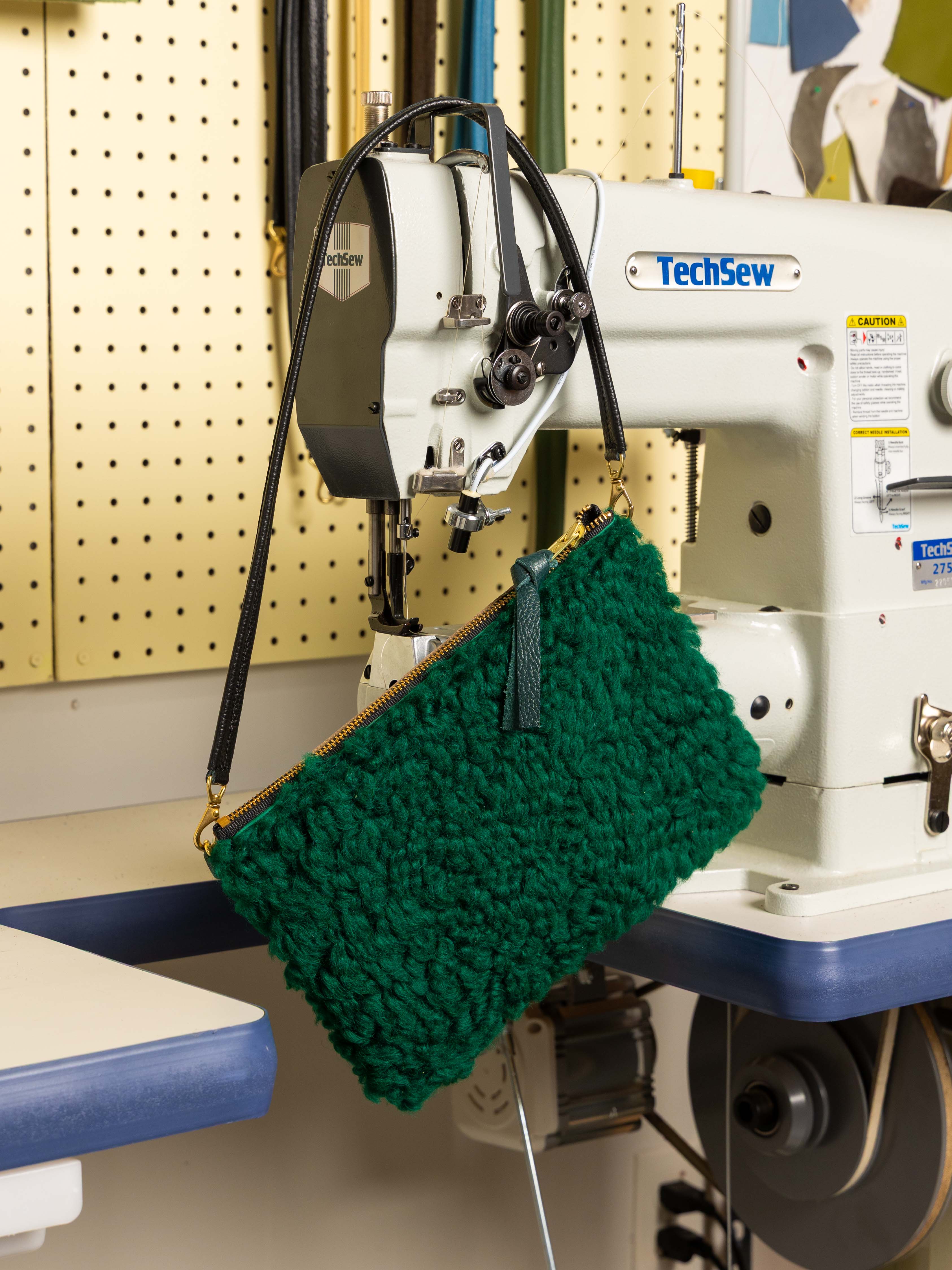 Upcycled Olive Brown/Emerald Lambswool Crossbody