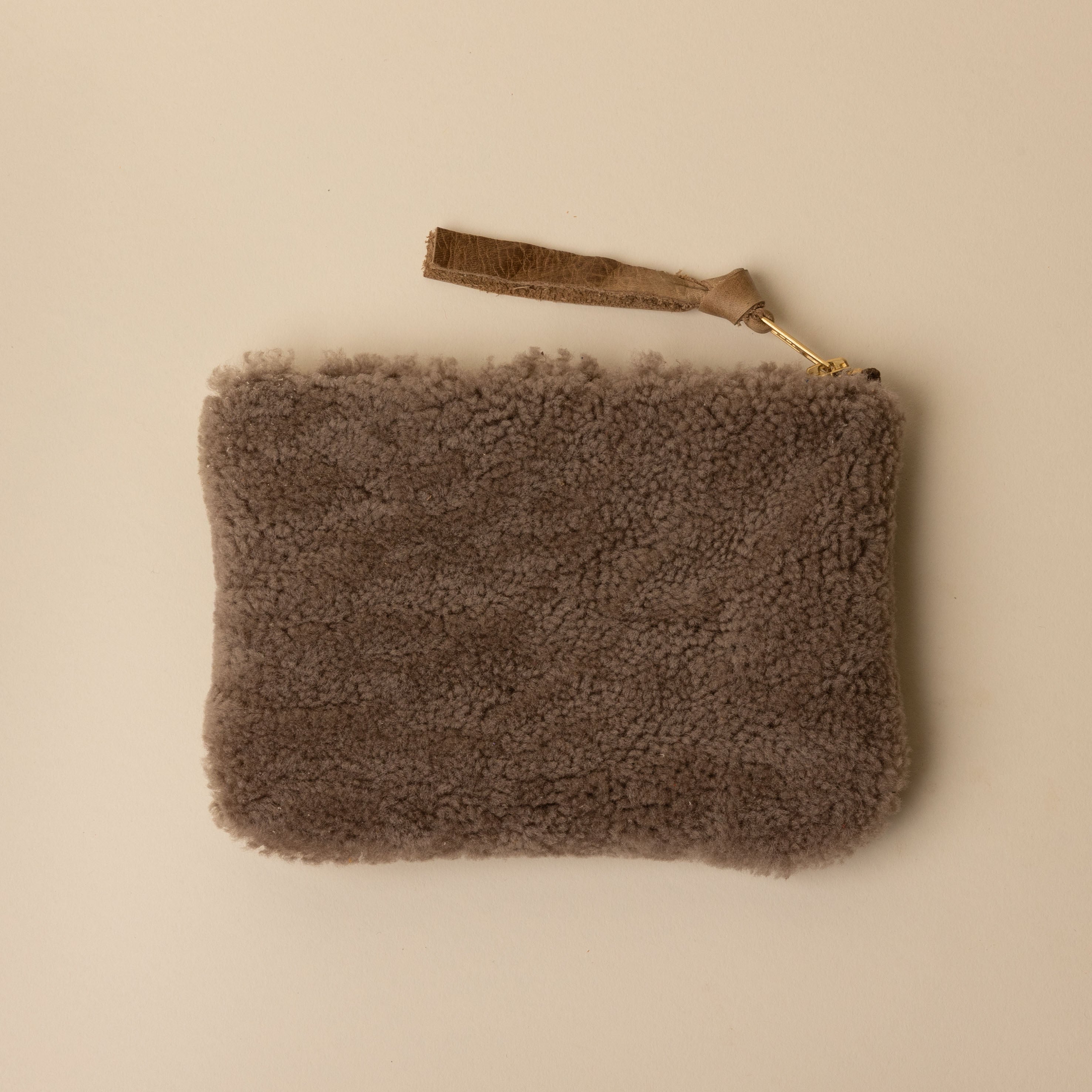Upcycled Pewter/Mushroom Lambswool Essential Pouch