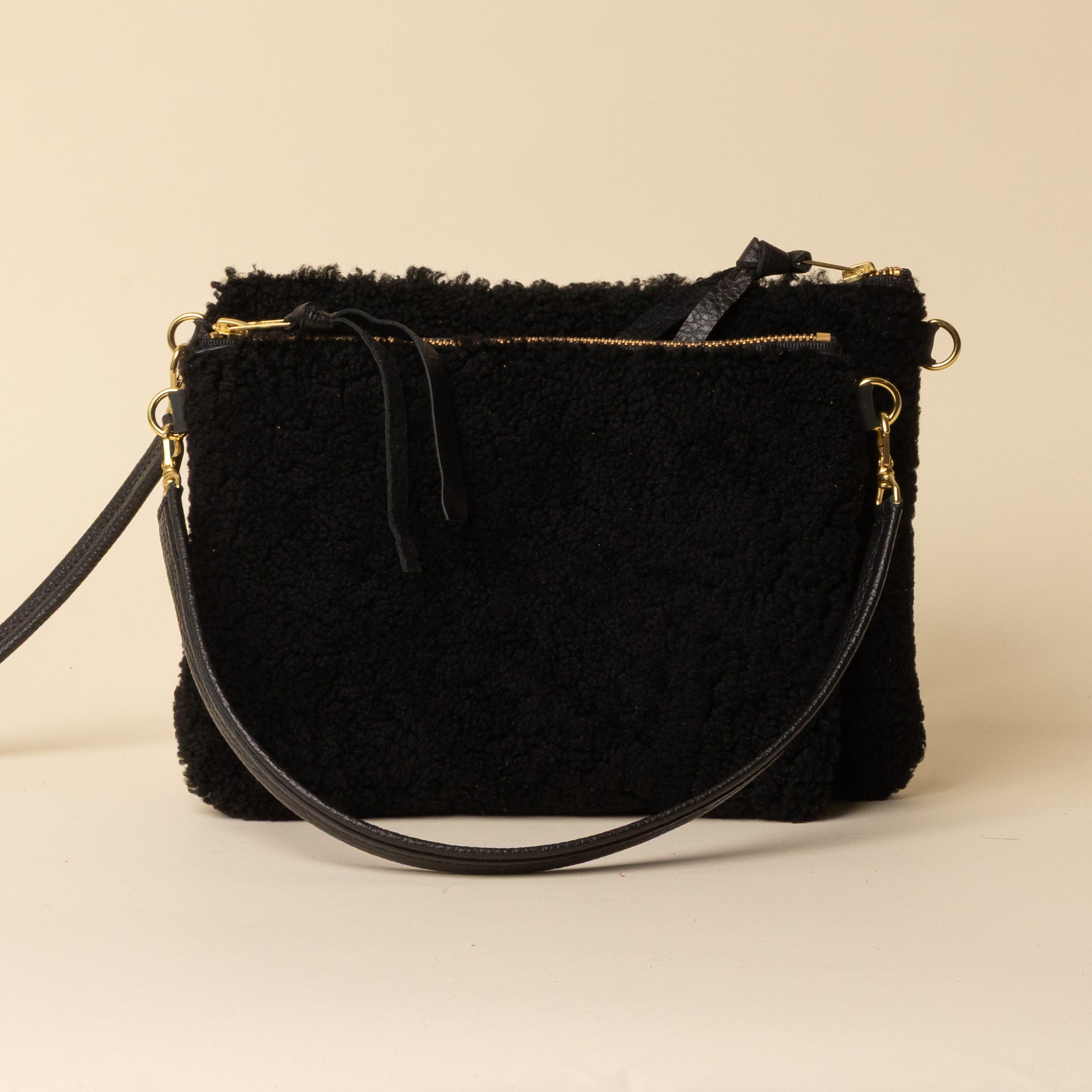 Black/Black Lambswool Crossbody
