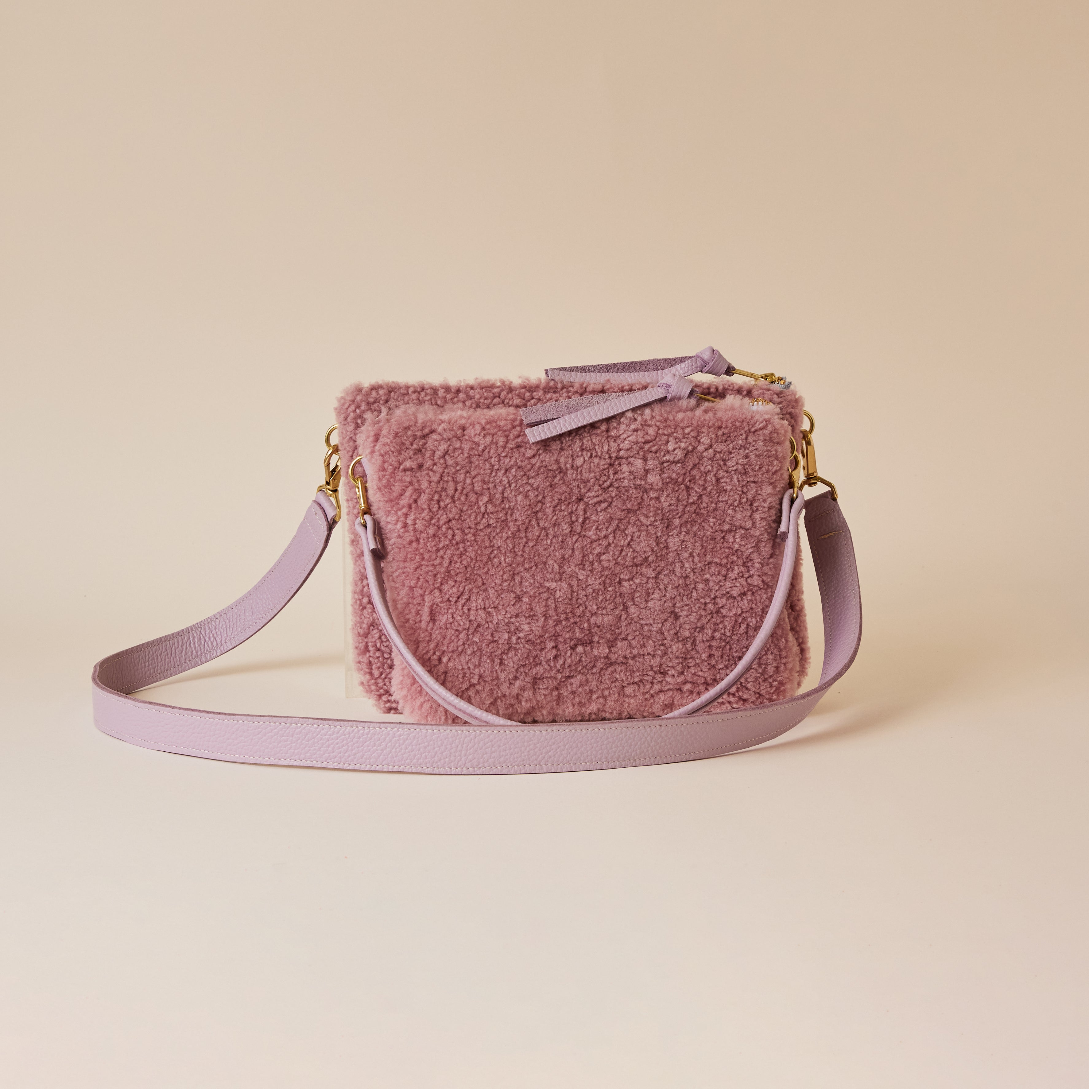 Lilac/ Bubblegum Pink Lambswool Crossbody