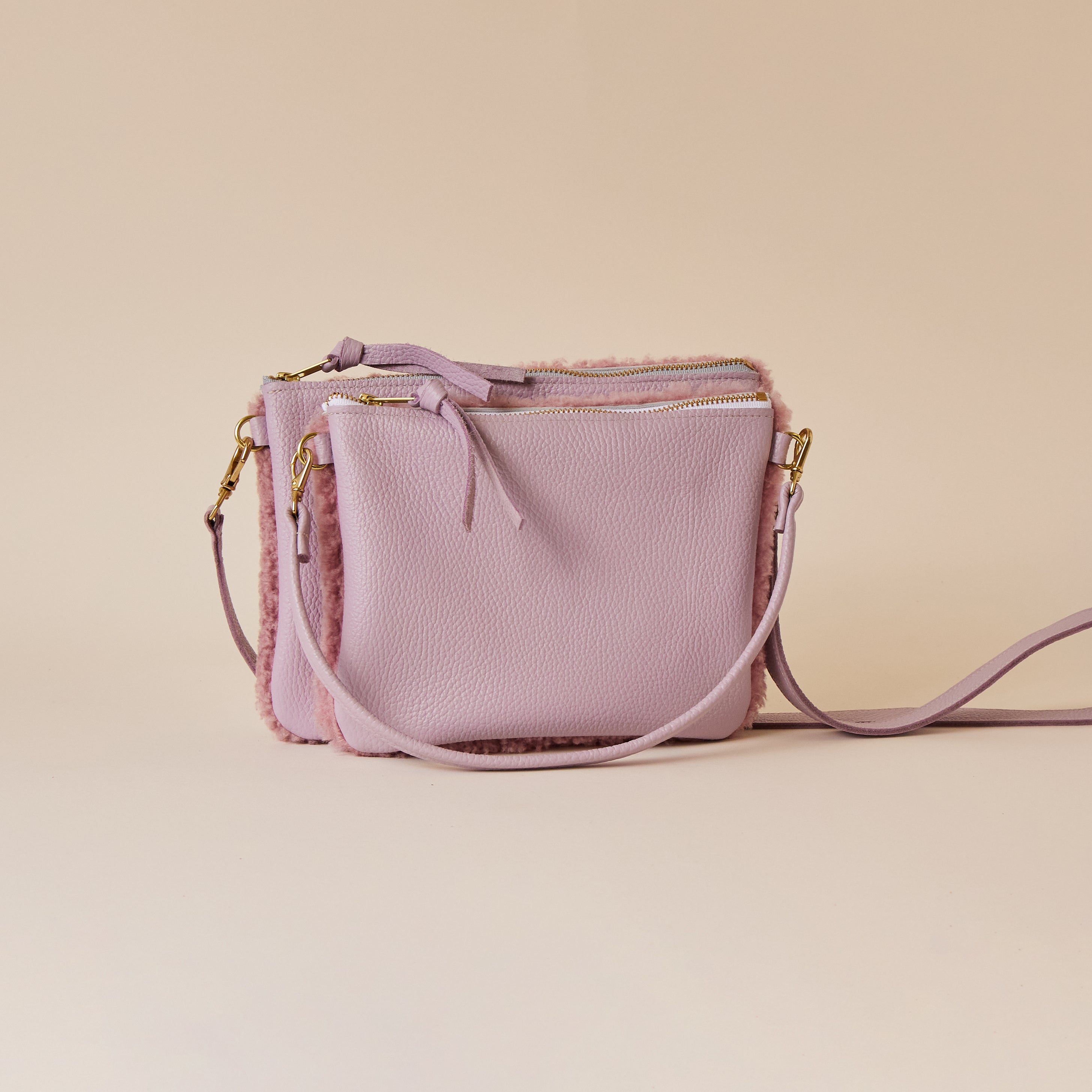 Lilac/ Bubblegum Pink Lambswool Crossbody