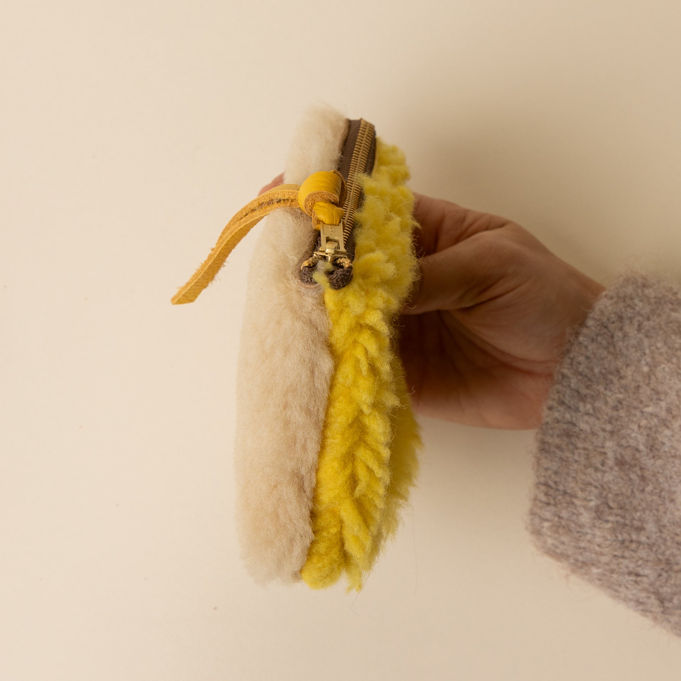 Ivory/Lemon Lambswool Essential Pouch