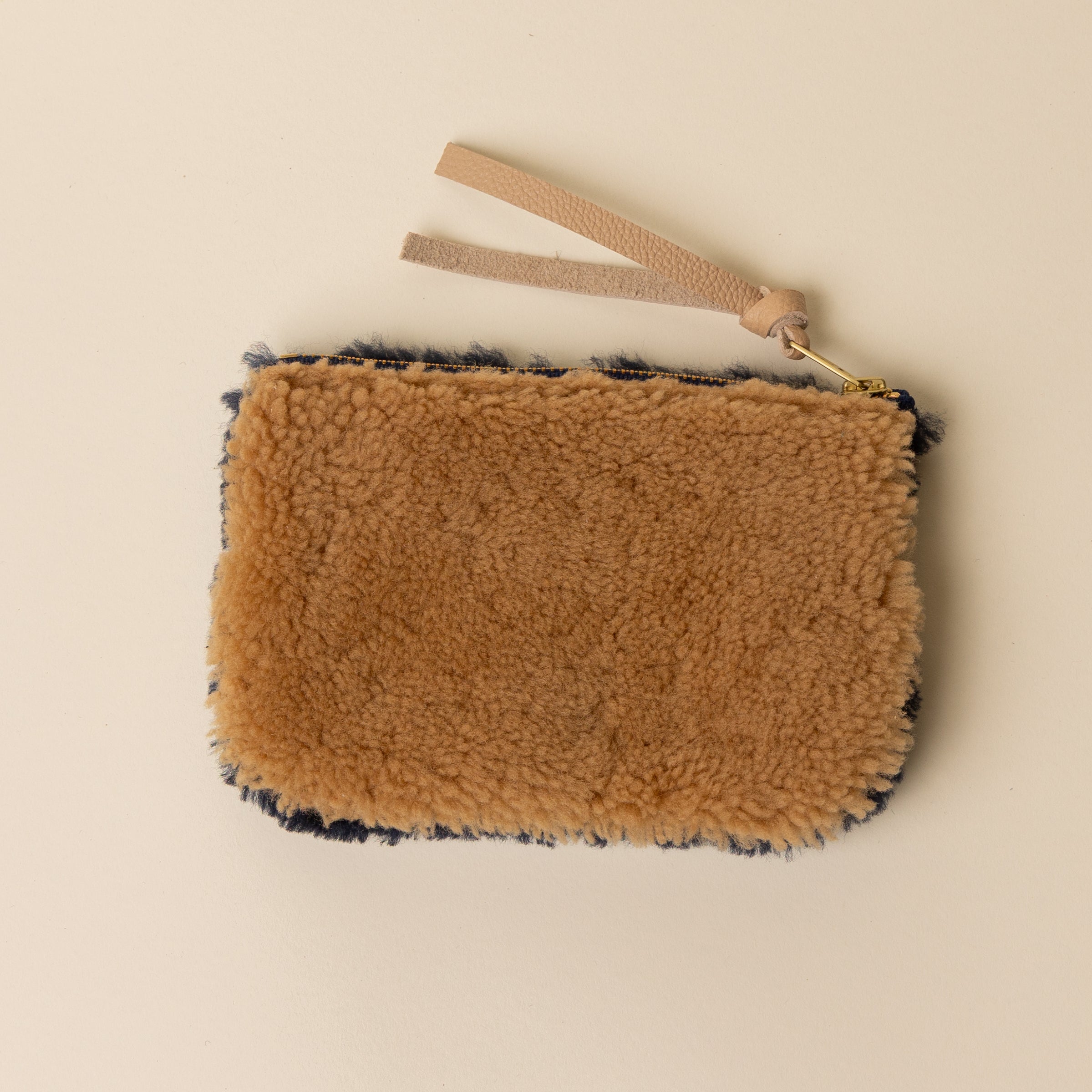 Navy/Camel Lambswool Essential Pouch