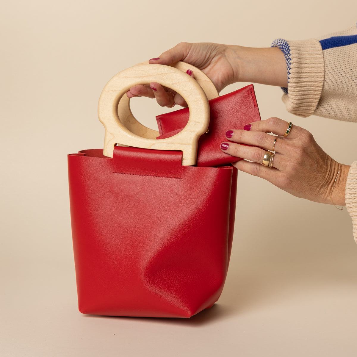 Cardinal/White Maple Mini Picnic Tote