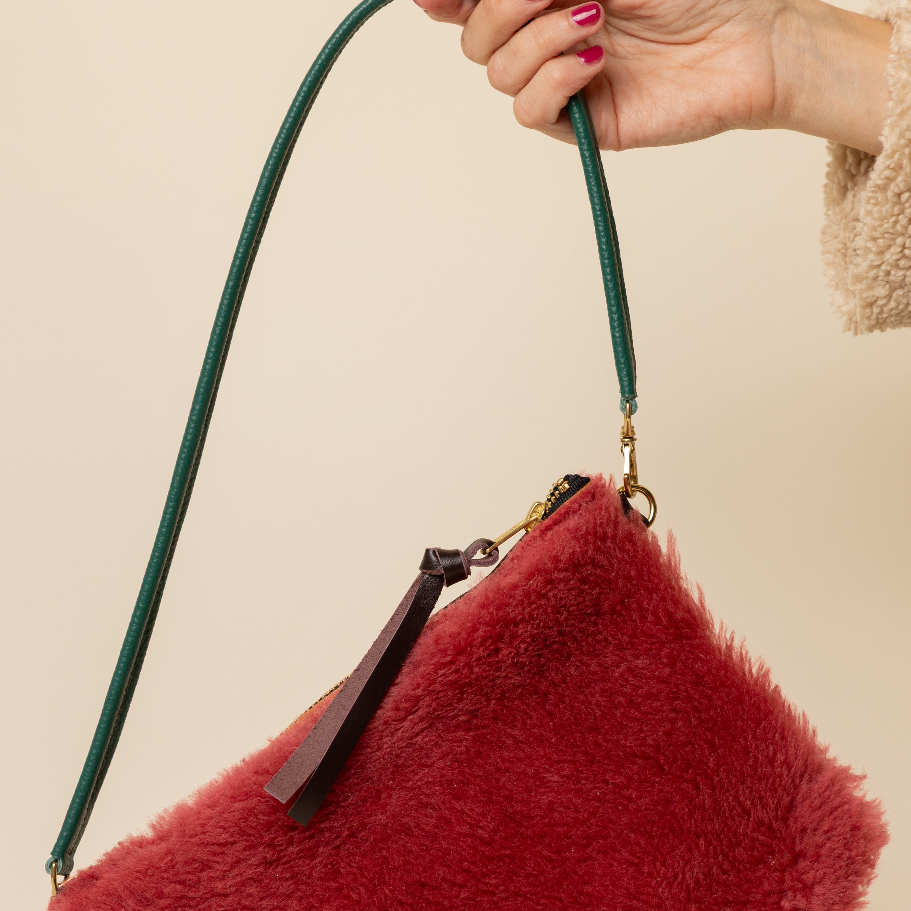 Cabernet/Watermelon Lambswool Crossbody