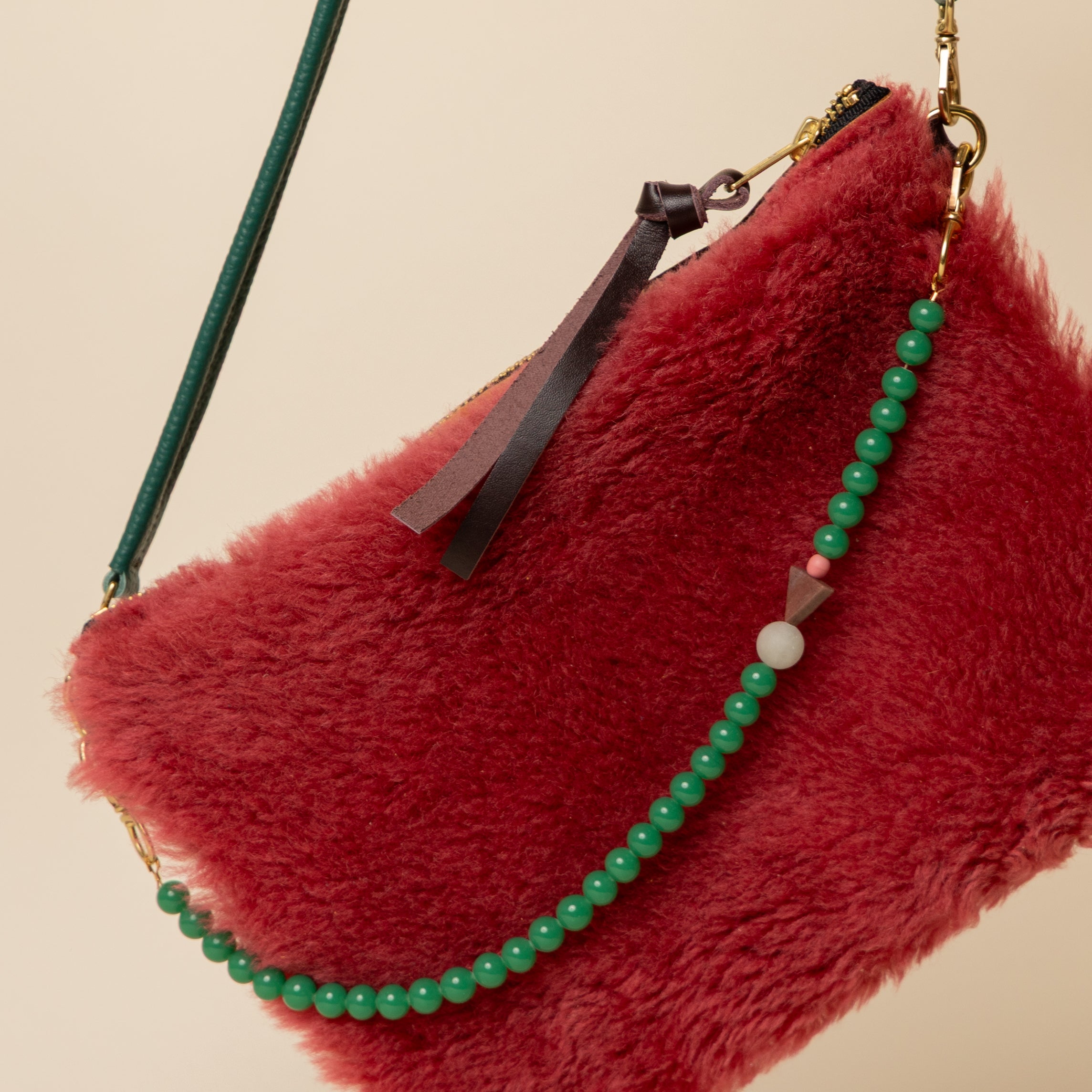 Cabernet/Watermelon Lambswool Crossbody