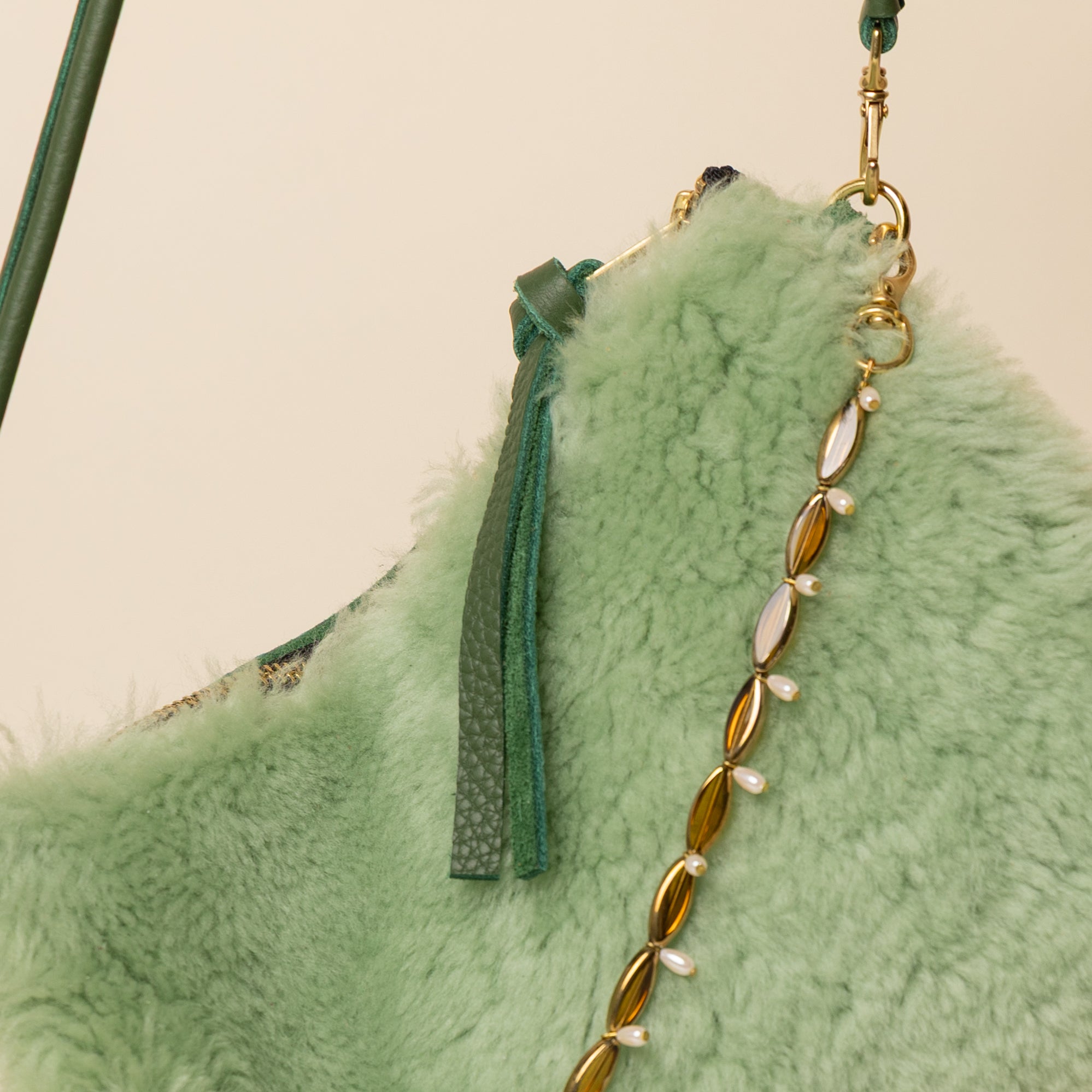Seagrass/Mint Lambswool Crossbody