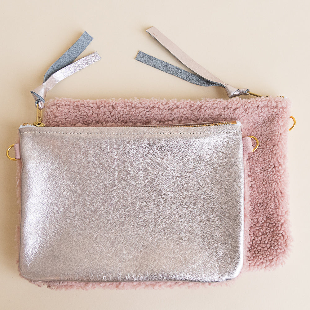 Pink/Pink Silver Lambswool Crossbody